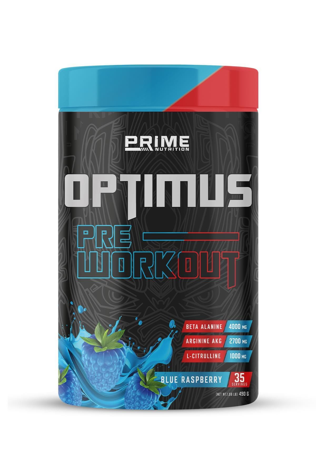 Prime Nutrition Optimus Pre-Workout 490 gram - Blue Raspberry