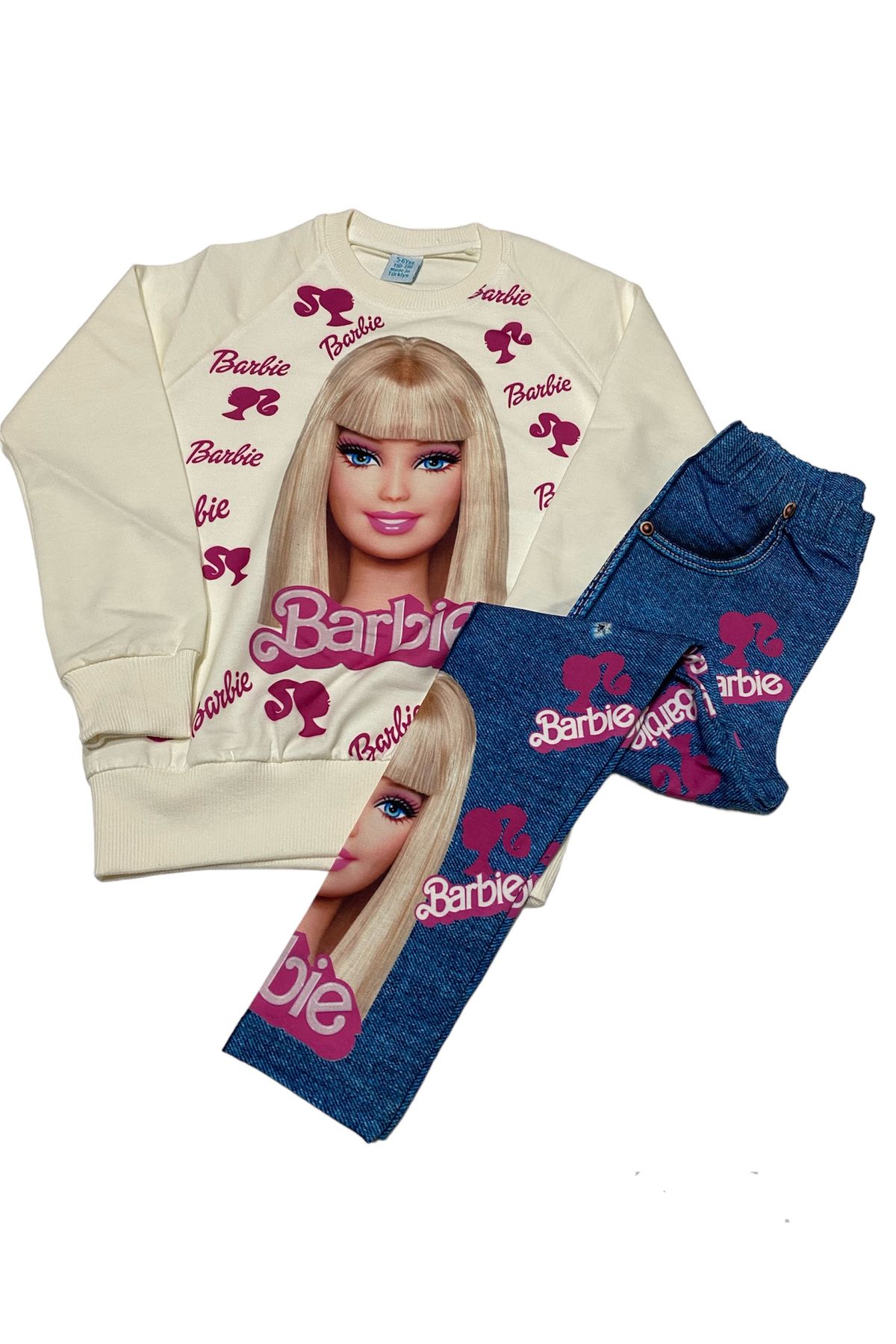 Barbie KIZ ÇOCUK BARBİE DESEN TAYTLI ŞIK TAKIM