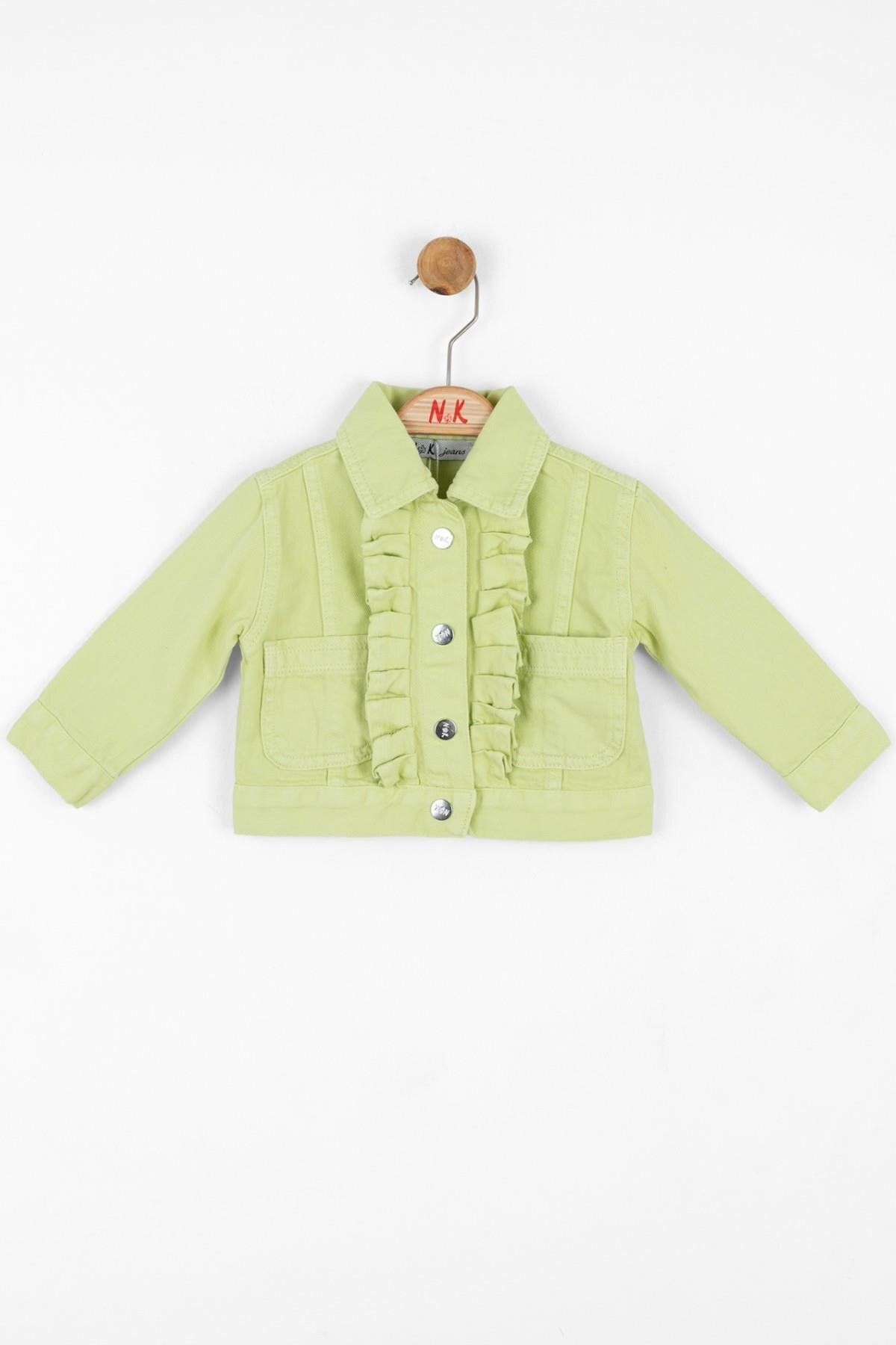 Nk Kids Kız Çocuk Fırfırlı Renkli Denim Ceket 36702 Yeşil