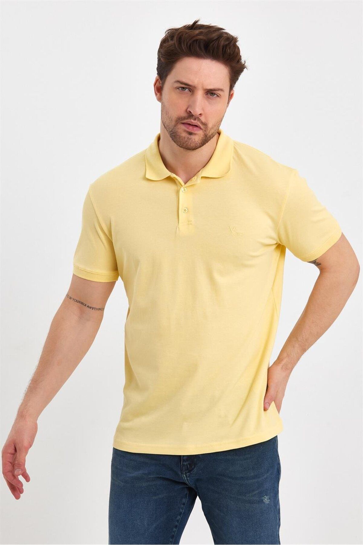 VENA Erkek Martin Sarı Polo Yakalı Slim Fit Pike Tişört