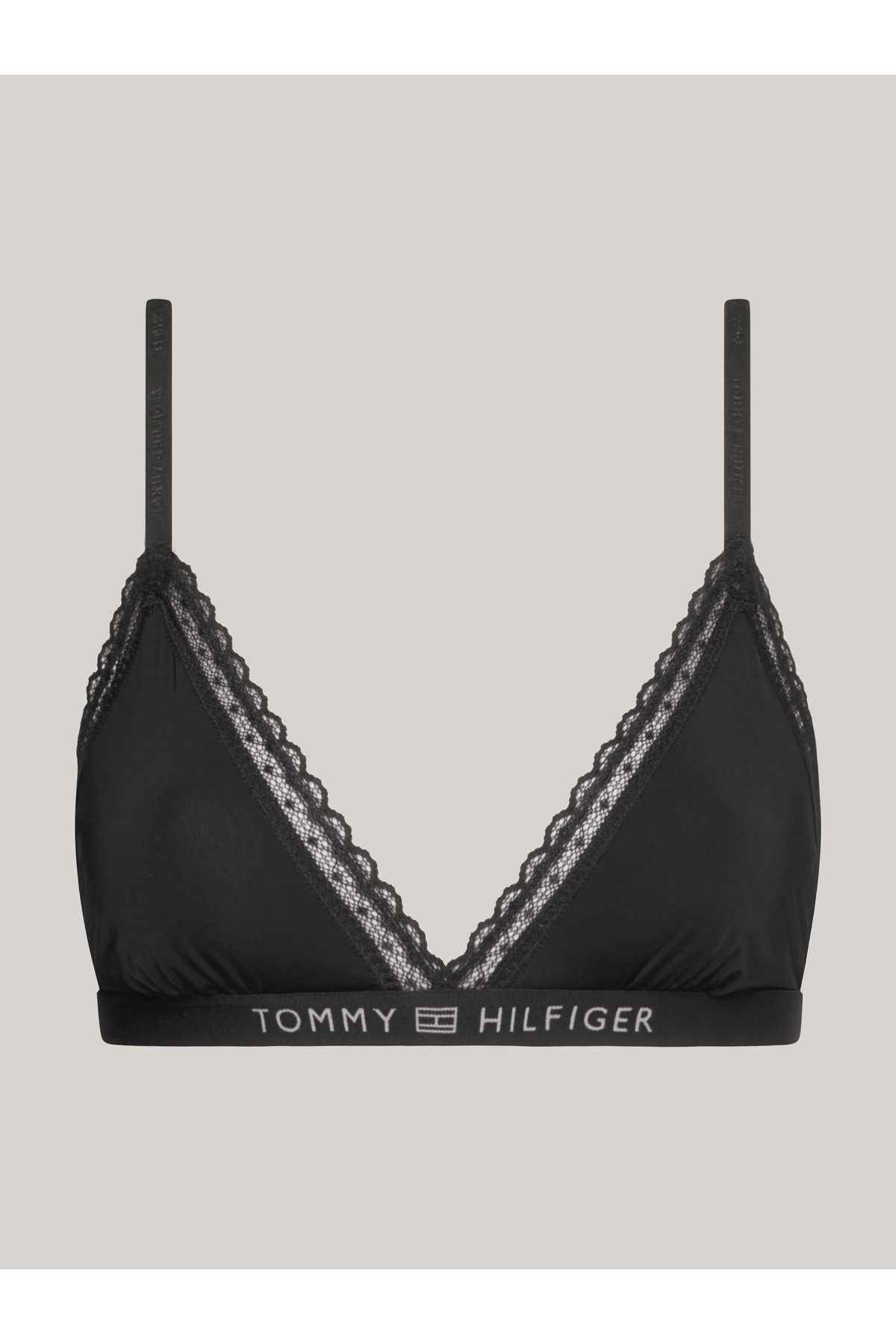 Tommy Hilfiger Kadın Marka Logolu Streç Naylonlu Elastik Alt Bantlı Dantel Süslemeli Ayarlanabilir Askılı Arkadan K