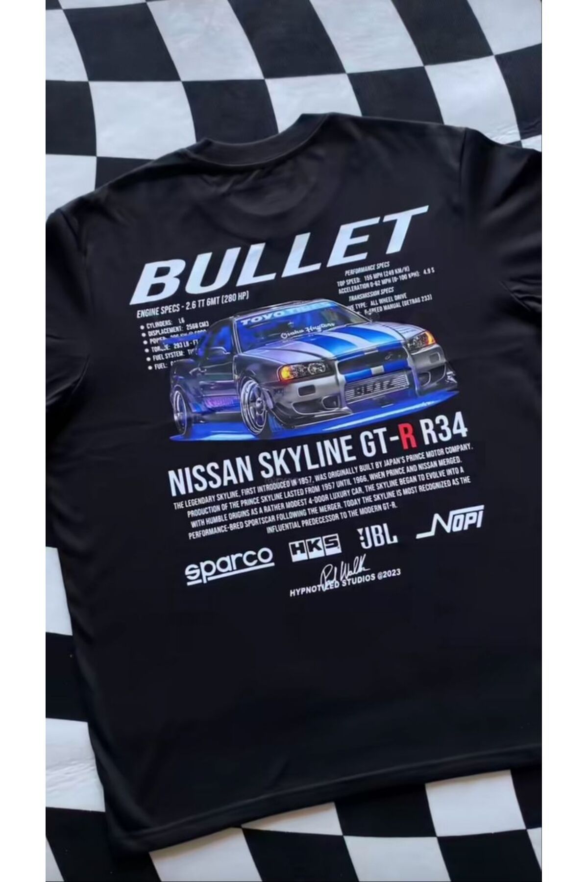 AMMA Unisex Bullet Suki Hızlı ve Öfkeli Nissan Honda  Baskılı Kısa Kol %100 Pamuk T-shirt