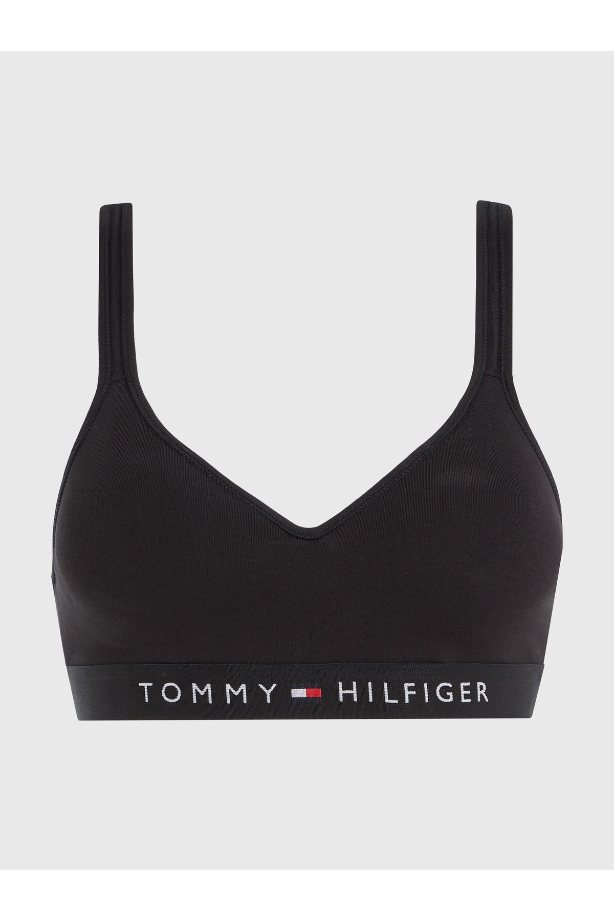 Tommy Hilfiger Kadın Marka Logolu Streç Pamuklu  Elastik Alt Bantlı Destekli Siyah Spor Sütyeni UW0UW04612-BDS