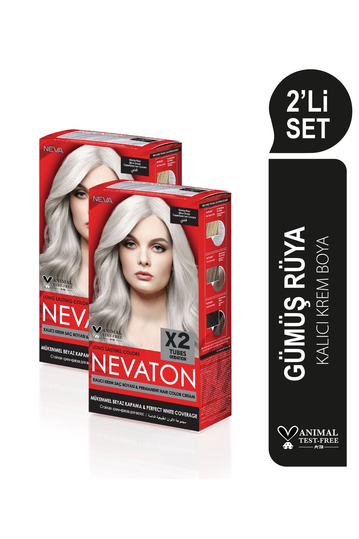 Nevaton 2'Lİ SET GÜMÜŞ RÜYA Kalıcı Krem Saç Boyası Seti (4 boya + 4 oksidan)