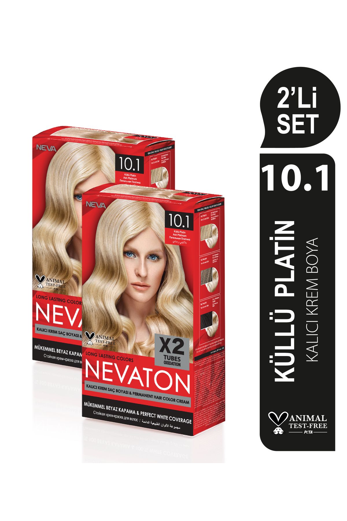 Nevaton 2'Lİ SET 10.1 KÜLLÜ PLATİN Kalıcı Krem Saç Boyası Seti (4 boya + 4 oksidan)