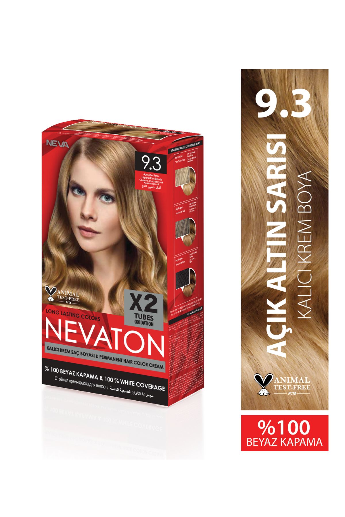 Nevaton 9.3 AÇIK ALTIN SARISI Kalıcı Krem Saç Boyası Seti (X2)