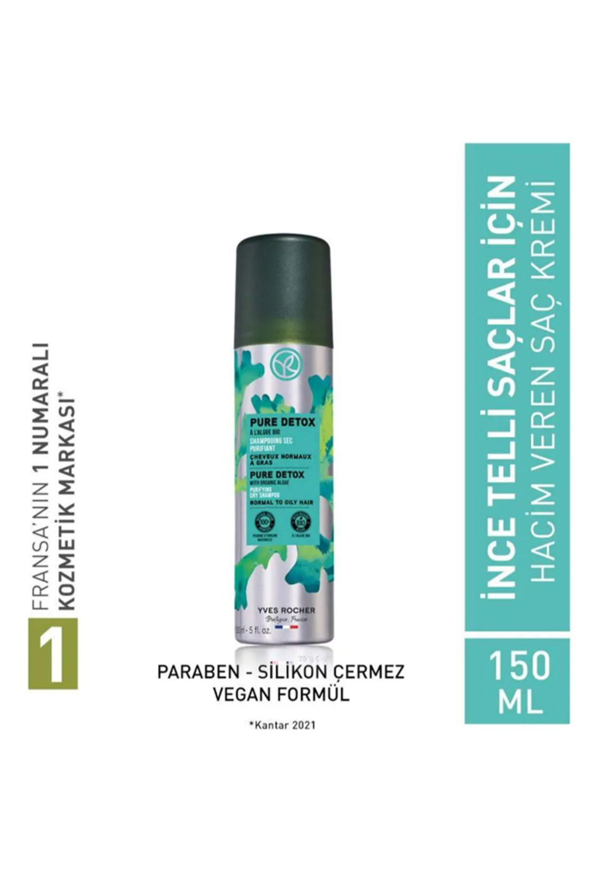 Yves Rocher Arındırıcı Kuru Şampuan / Pure Detox Detoks Etkili Okyanus Algi 150 ml