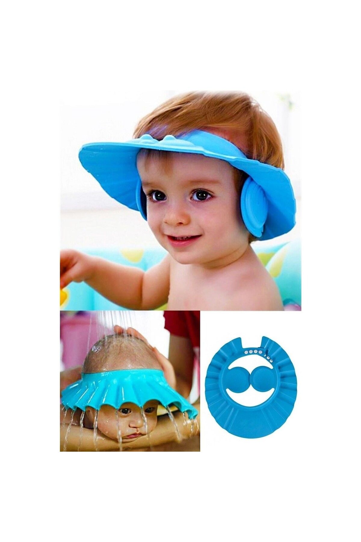 zeixpow Bebek Kulak Banyo Şapkası Düğmeli