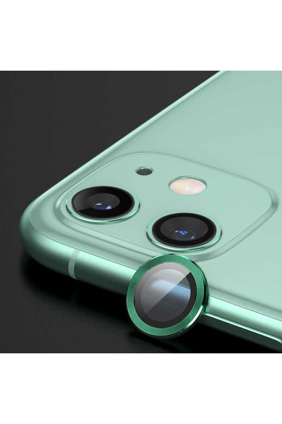 Zore iPhone 12 Uyumlu YSF CL-02 Kamera Lens Koruyucu-Yeşil