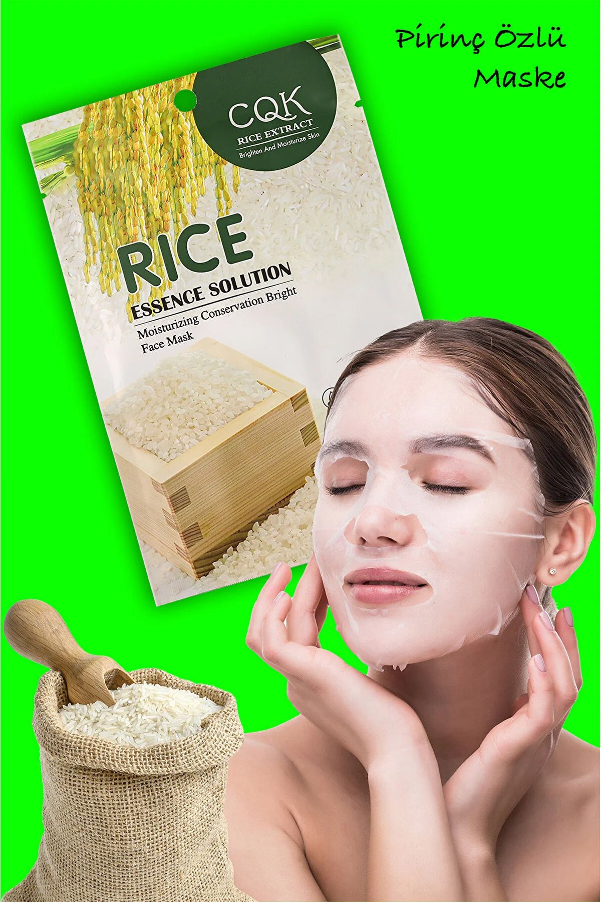 qualityworld 1 Adet Pirinç Rice İpek Protein Özlü Ton Eşitleyici Pirinç Yüz Maskesi Deep Hydrating XLM0182
