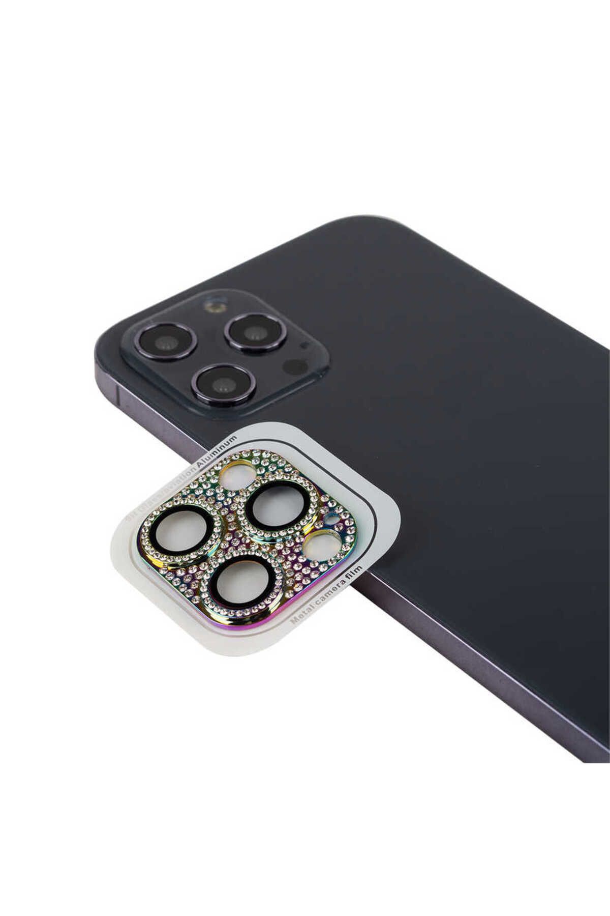 Zore iPhone 12 Pro Max Uyumlu YSF CL-08 Kamera Lens Koruyucu-Colorful