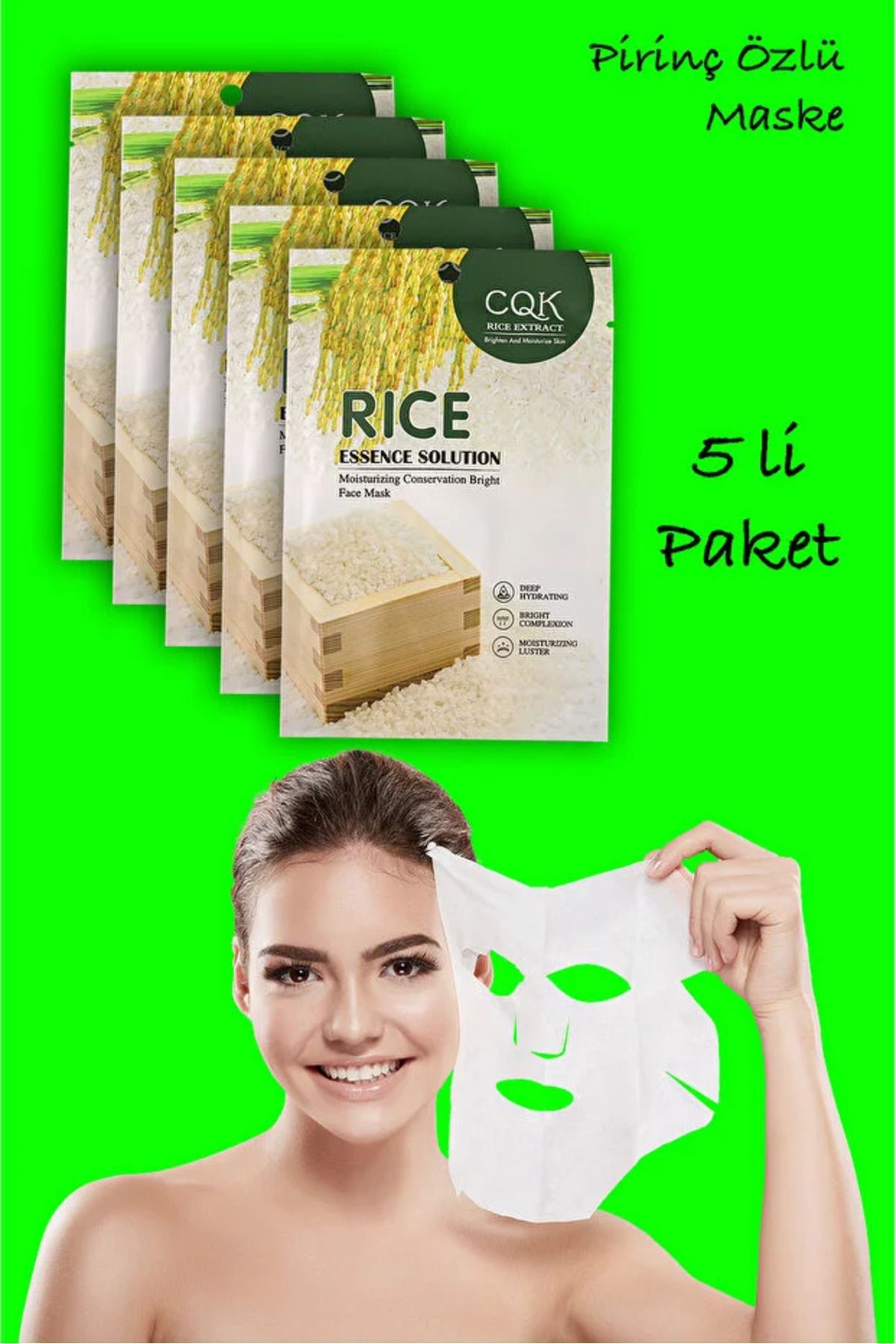 qualityworld 5 Adet Pirinç Rice İpek Protein Özlü Ton Eşitleyici Pirinç Yüz Maskesi Deep Hydrating XLM0182