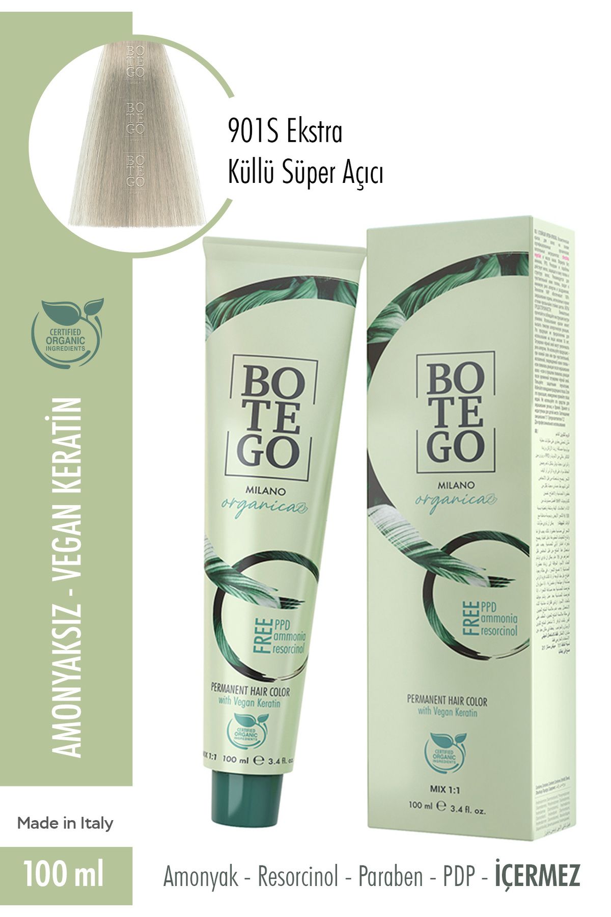 botegohair Botego Organica Krem Boya - 901s Ekstra Küllü Süper Açıcı 100 ml