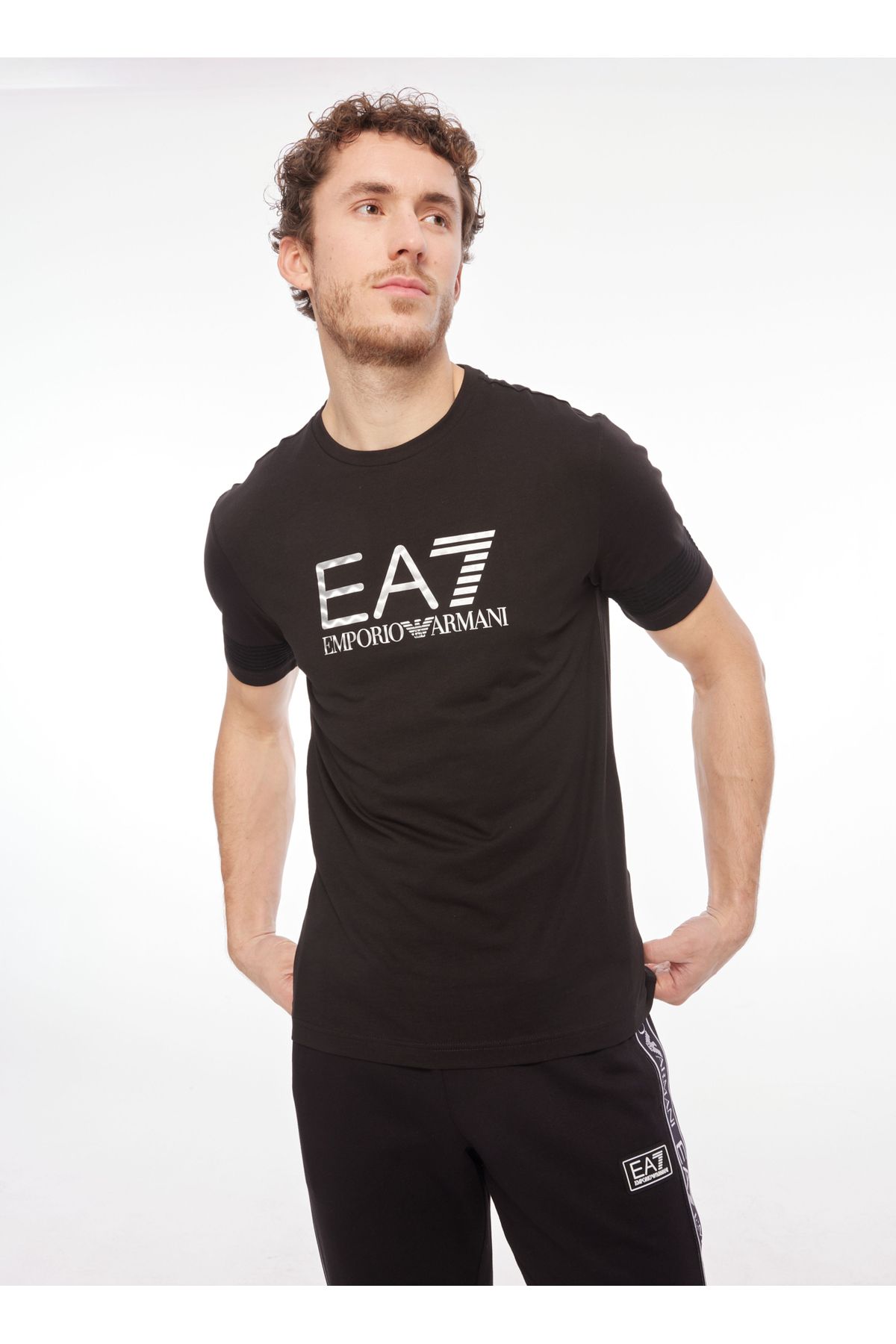 EA7 Bisiklet Yaka Siyah Erkek T-shirt 6rpt37pj3bz1200