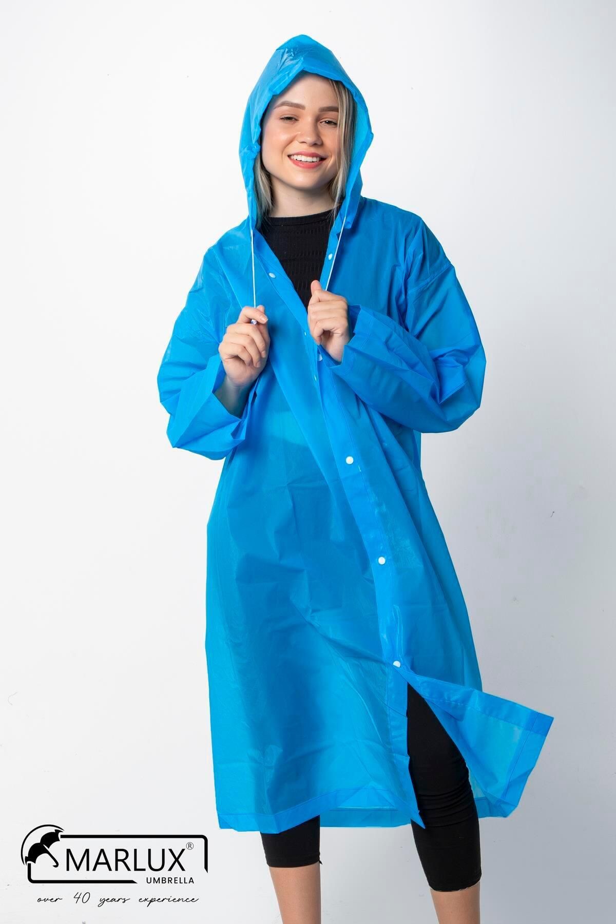 Marlux Kadın Erkek Yağmurluk Kapüşonlu Çıtçıtlı Eva Mavi Yağmurluk M21mrc881r08