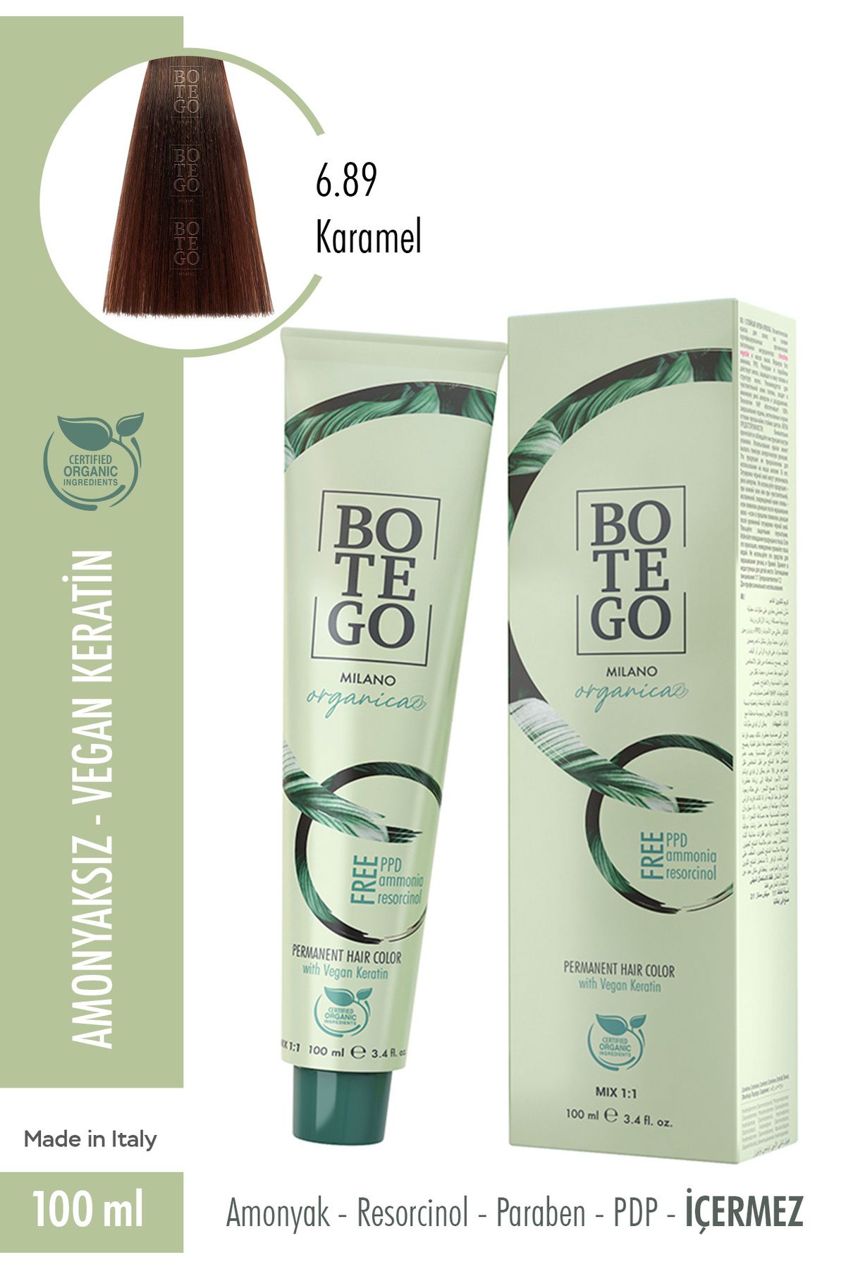 botegohair Botego Organica Krem Boya - 6.89 Karamel 100 ml