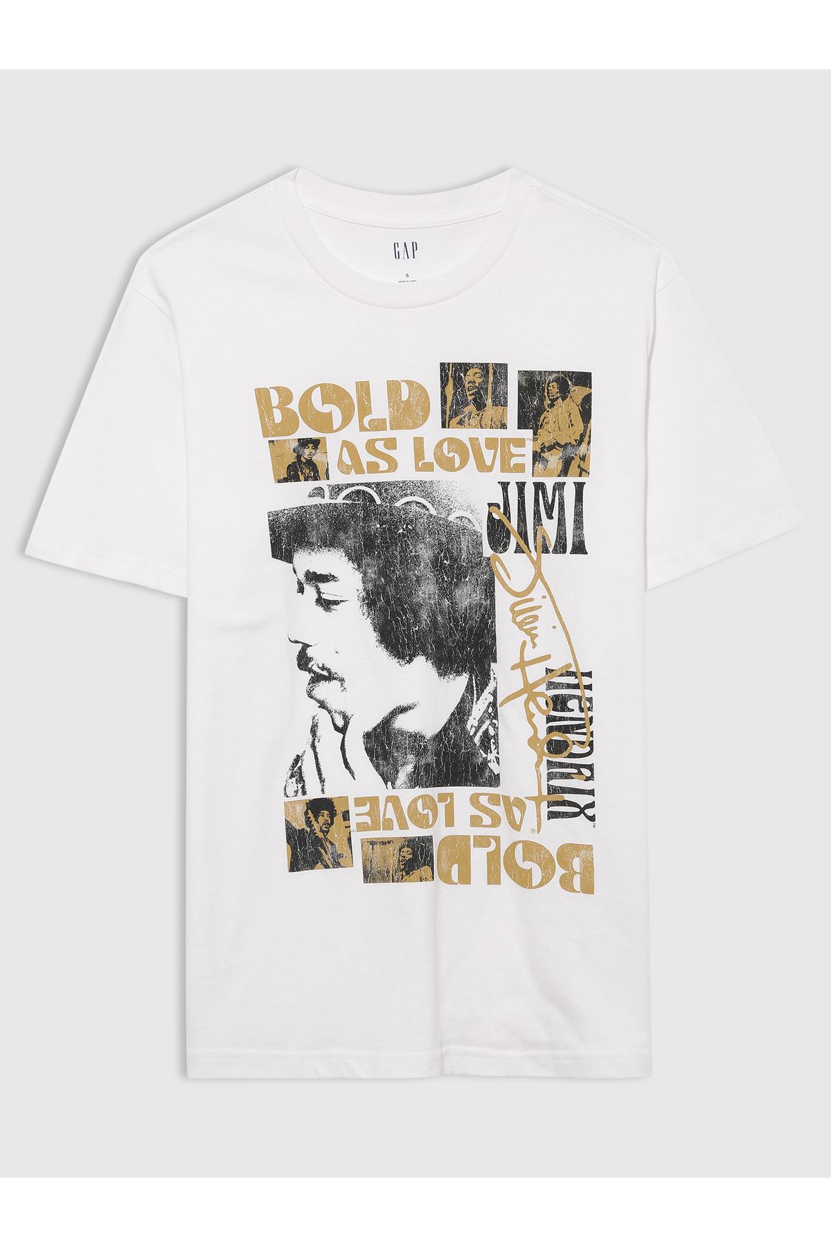 GAP Erkek Beyaz Jimi Hendrix Grafikli T-Shirt