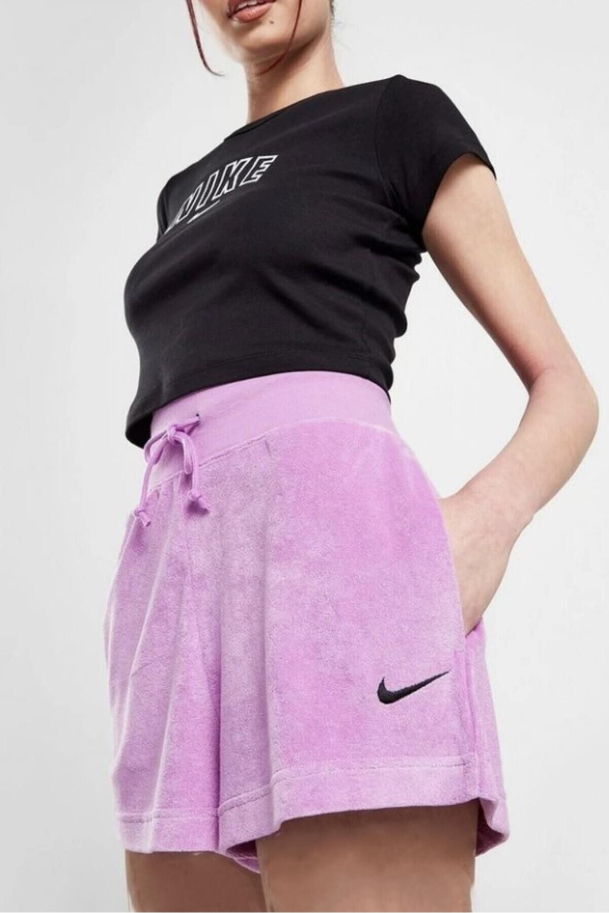 Nike Sportswear Terry French Havlu Kumaş Mor Kadın Şort