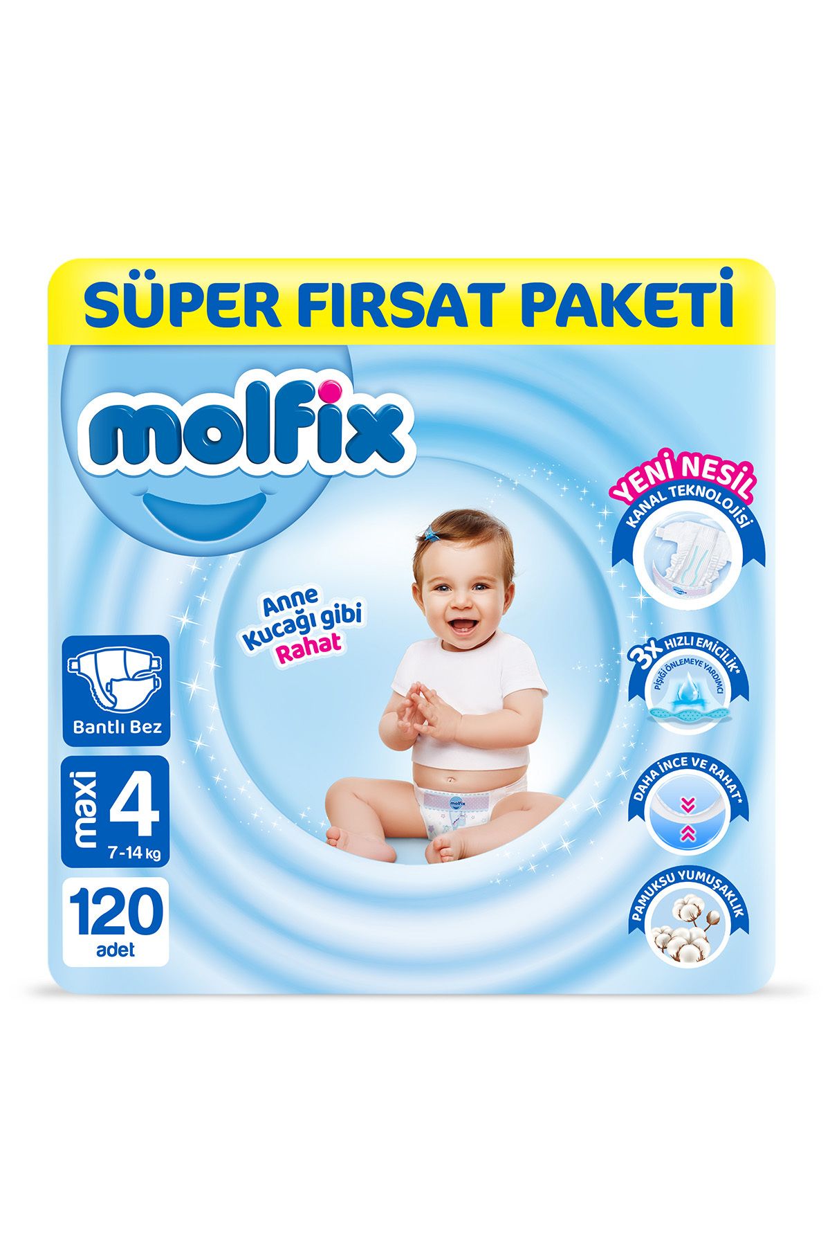 Molfix Bebek Bezi 4 Beden Maxi Süper Fırsat Paketi 120 Adet