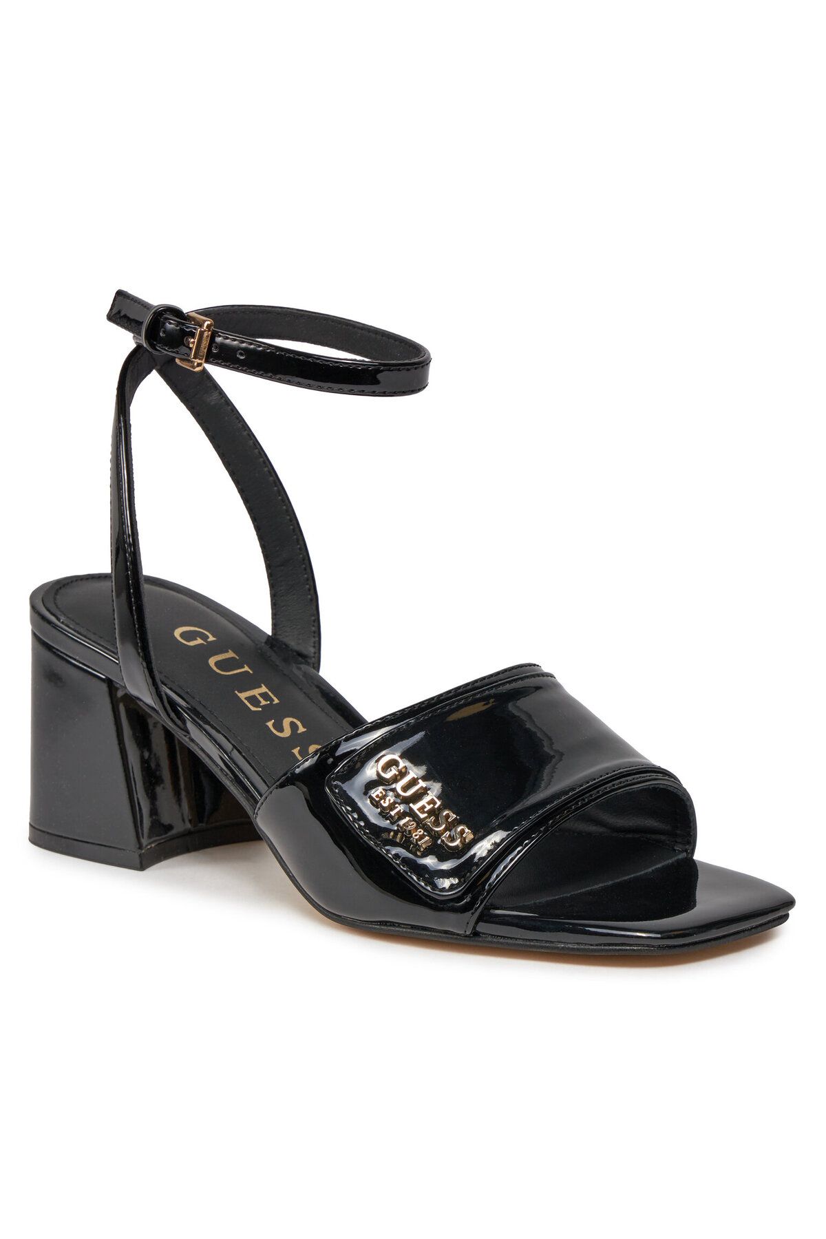 Guess Kadın Logo Detaylı Metal Tokalı Ayarlanabilir Siyah Klasik Topuklu Ayakkabı FLJGAB PAT03-BLACK