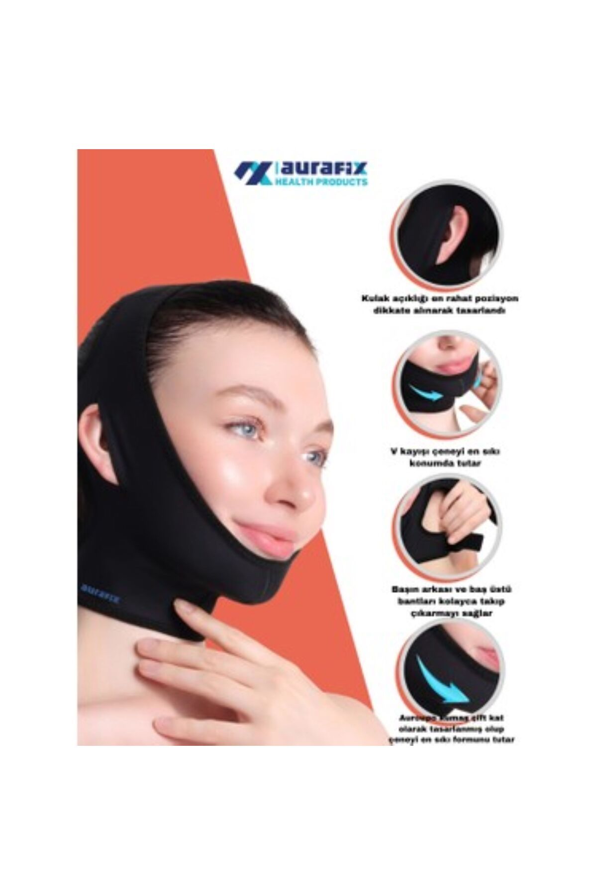 Aurafix Medikal Yüz Çene Boyun Bandajı Liposuction Ameliyat Sonrası Bandaj Lc-1800 Standart