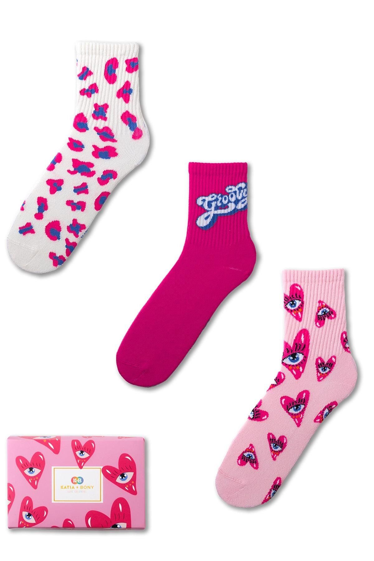 Katia & Bony Kadın Kalpli 3'lü Kutulu Soket Çorap