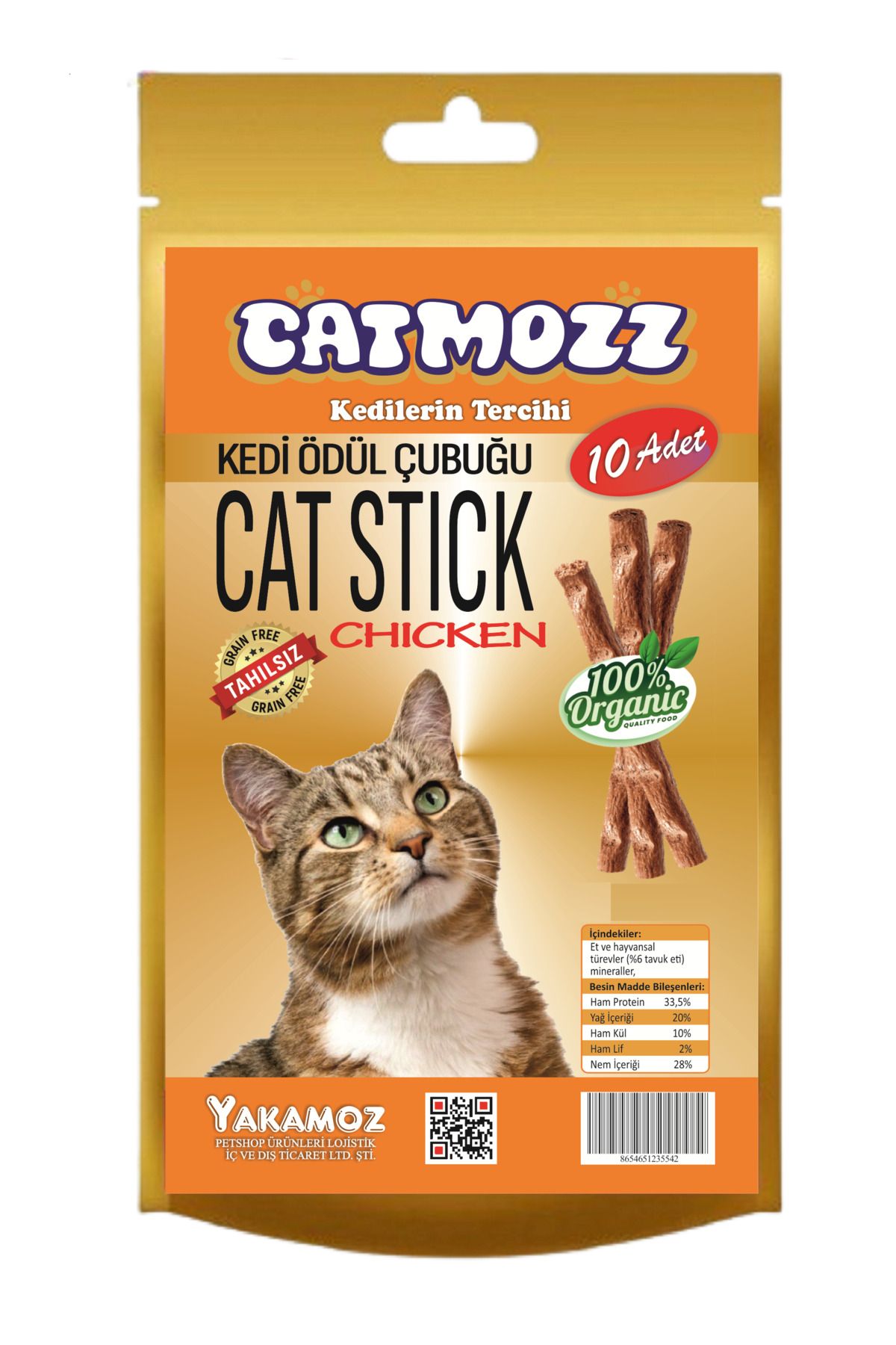 CatMozz Stick Tavuklu Kediler için Ödül Çubuğu 10 lu Paket
