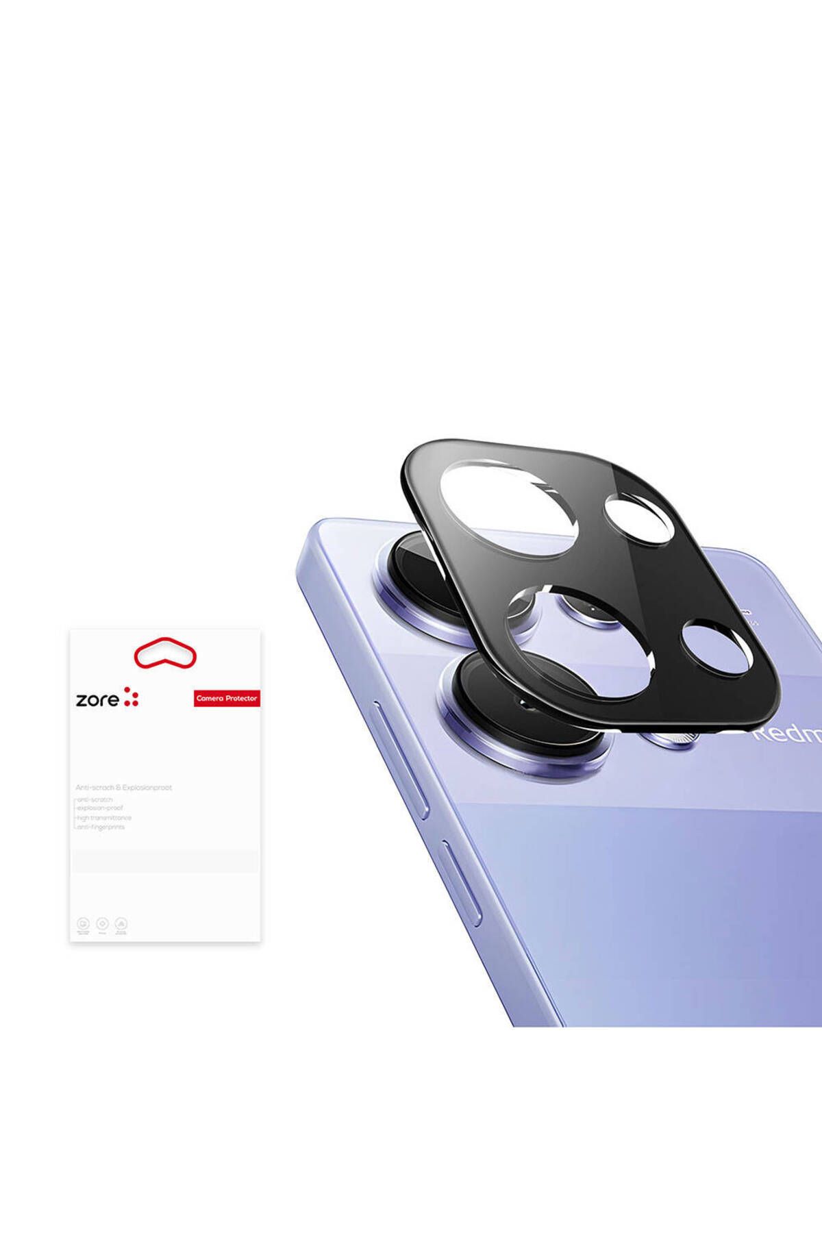 CeoAksesuar Xiaomi Redmi Note 13 Pro 4G Lens Kamera Koruyucu Tam Kapatan 3D Darbe Emici Kırılmaz Temperli Cam