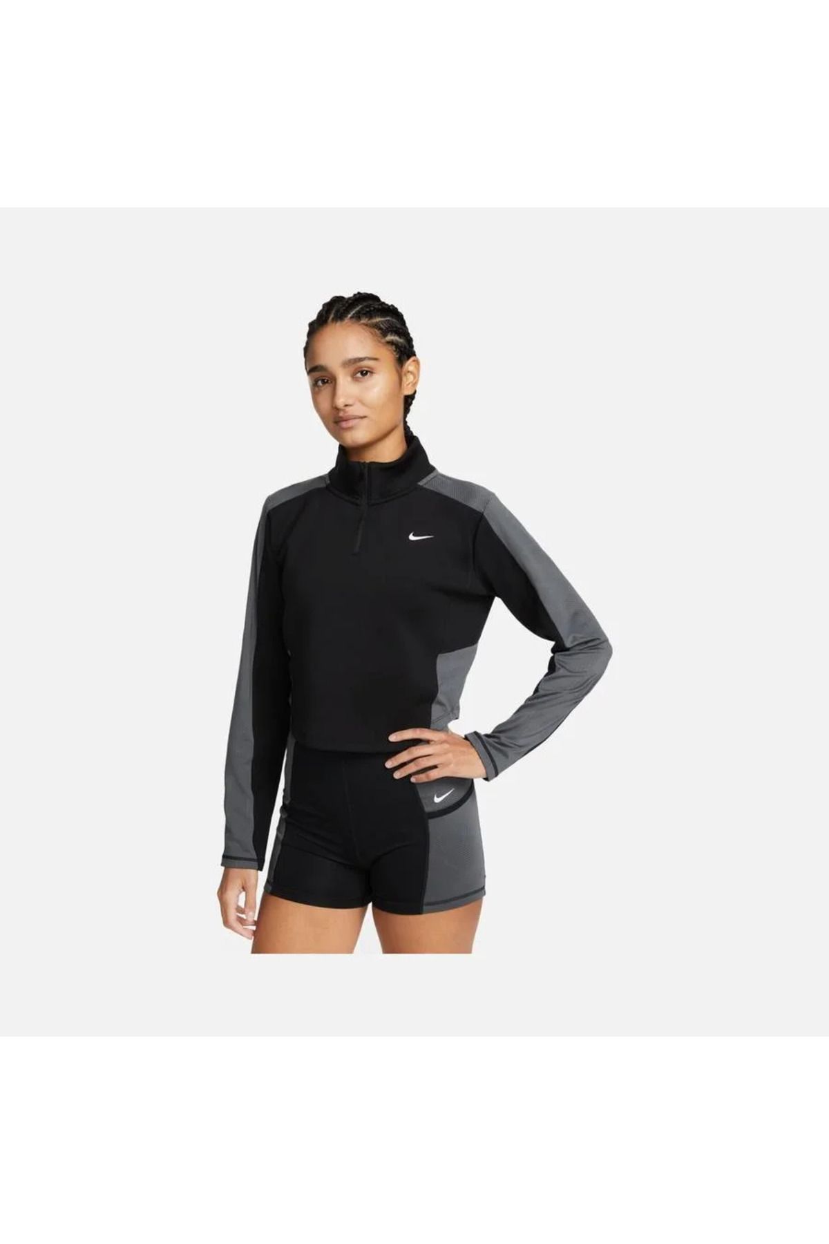 Nike Dri-Fit Long-Sleeve 1/4-Zip Training Long-Sleeve Siyah Kadın Sweatshirt
