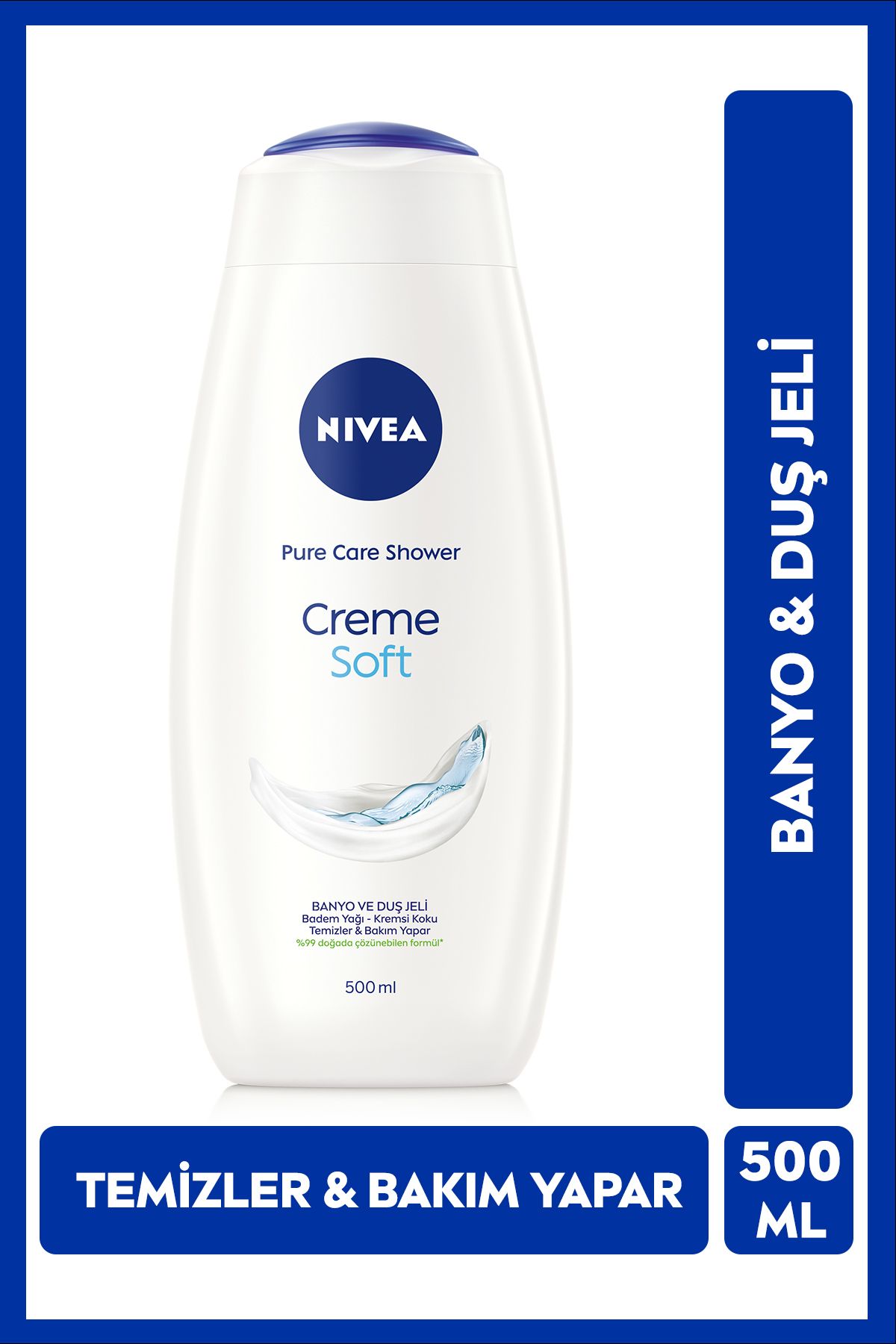 NIVEA Creme Soft Kremsi Dokunuş Banyo Ve Duş Jeli 500ml, Vücut Nemlendirici, Badem Yağı, Pürüzsüz Cilt