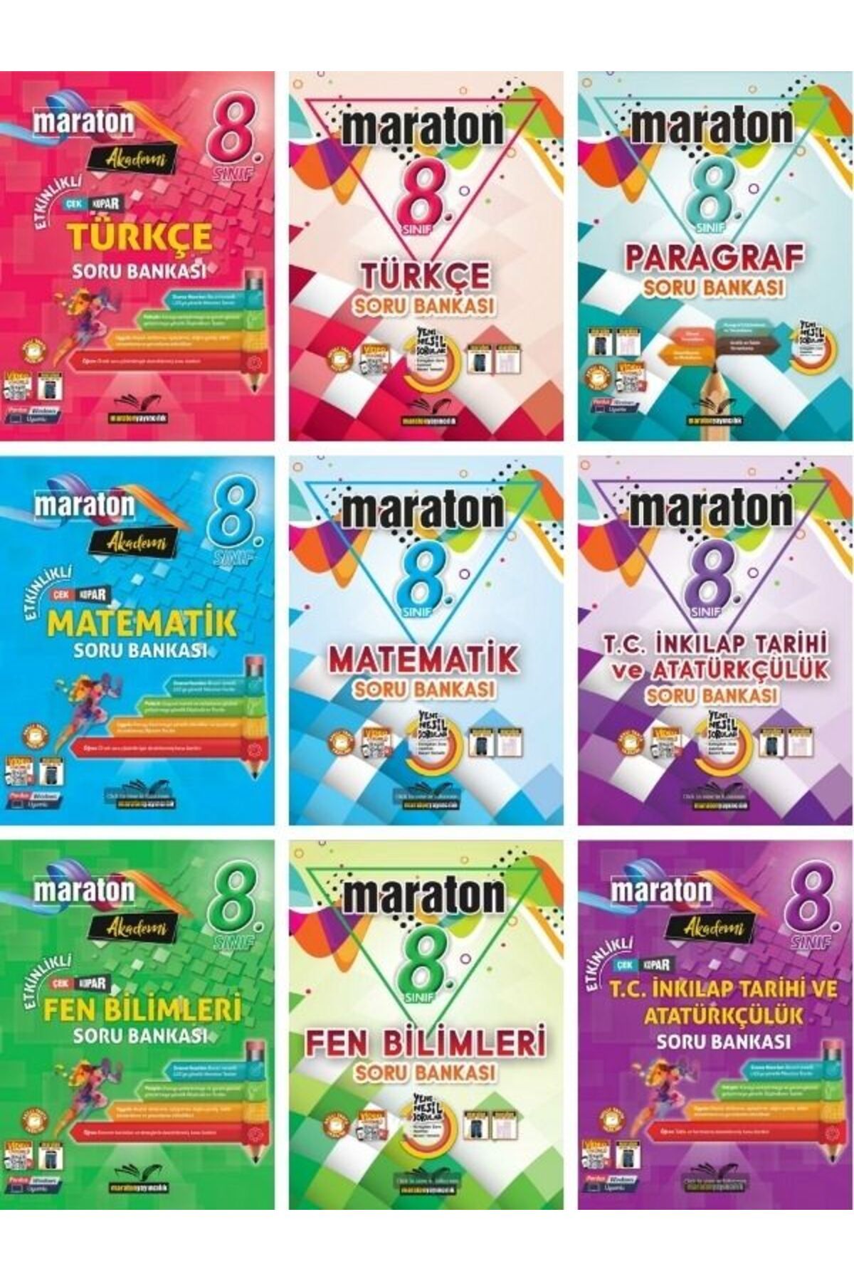 Maraton Yayınları maraton 8. Sınıf LGS Sınava Hazırlık  (9 Kitap)
