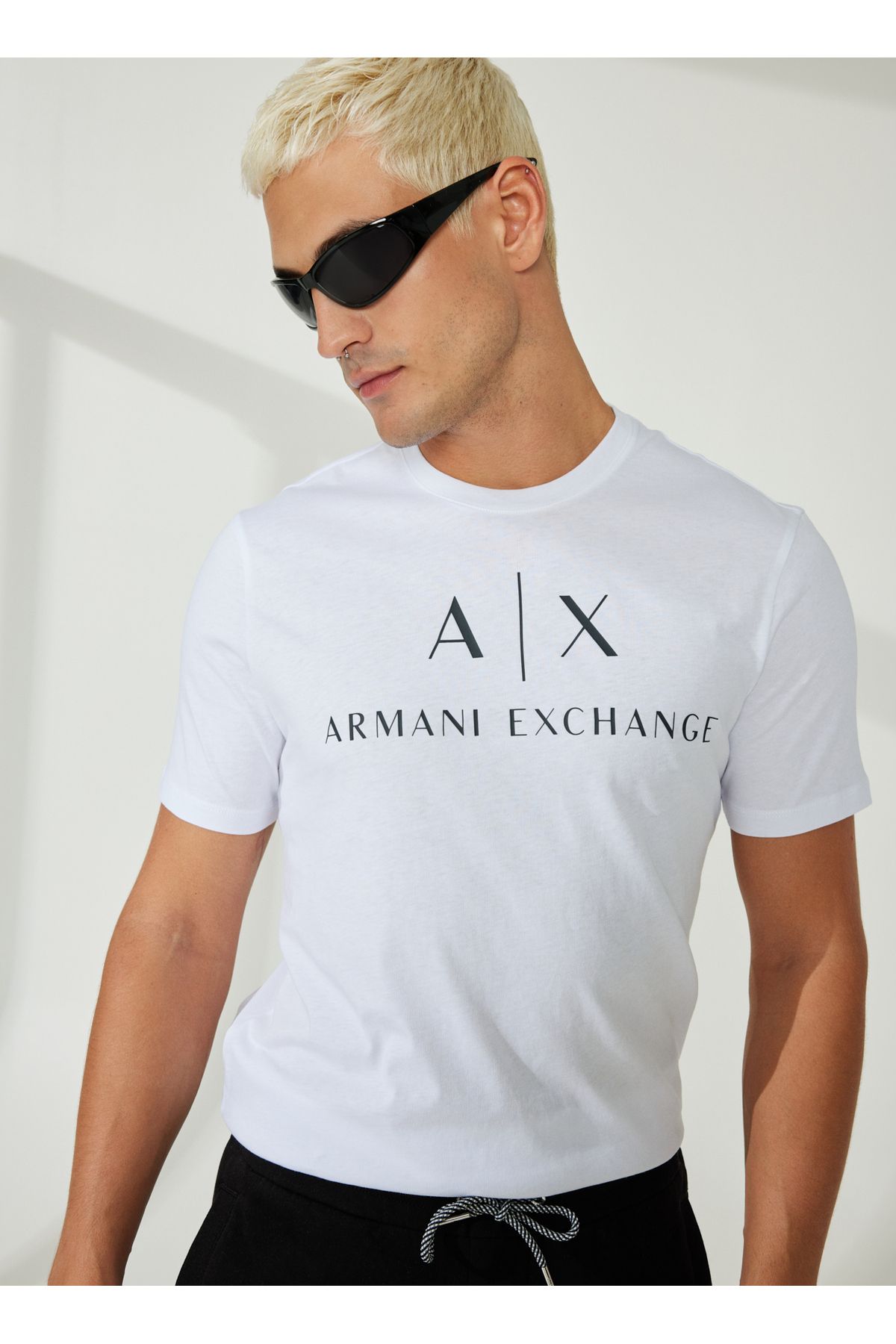 Armani Exchange Bisiklet Yaka Düz Beyaz Erkek T-shirt 8nztcj 1100-whıte
