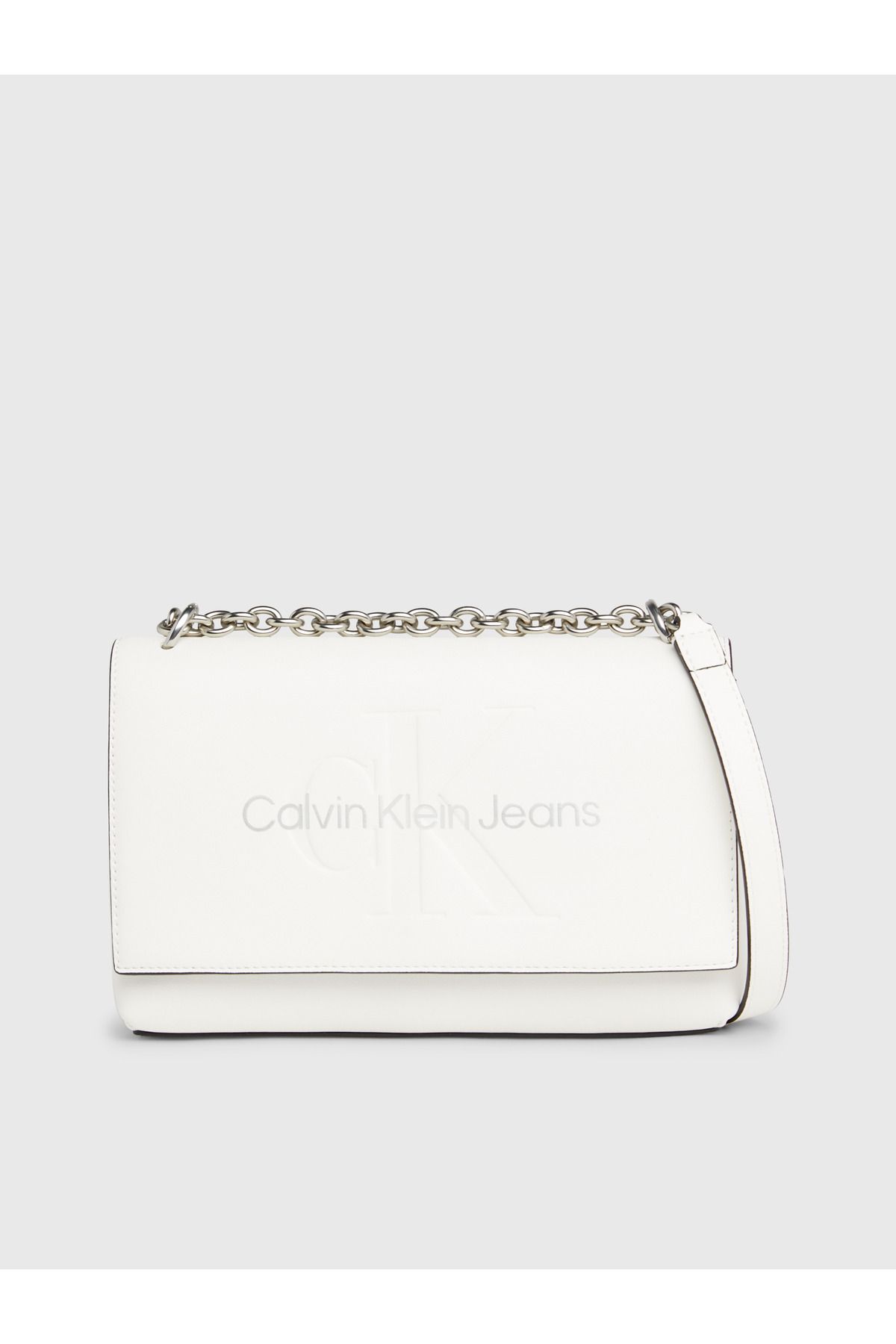 Calvin Klein Kadın Marka Logolu Günlük Kullanıma Uygun Beyaz Omuz Çantası K60k611866-0lı