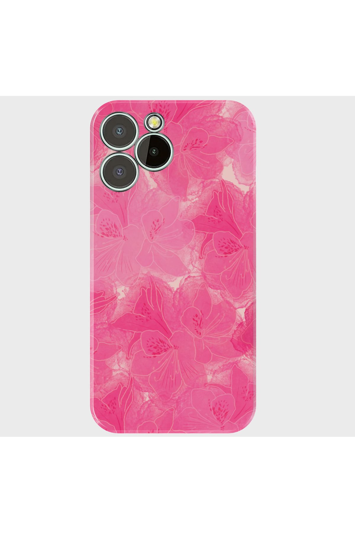 oukitel C21 Pro Plus Uyumlu Kılıf Baskılı Silikon ve Telefon Tutucu - pinkflower