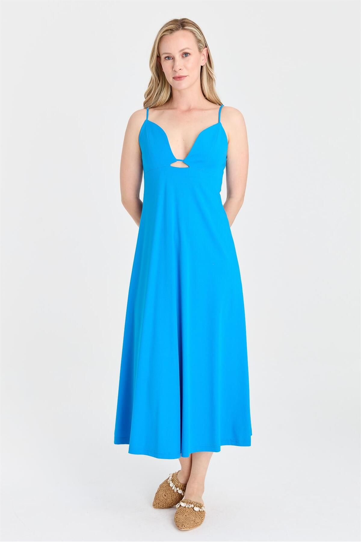accort S5-601 Örme Elbise - Mavi