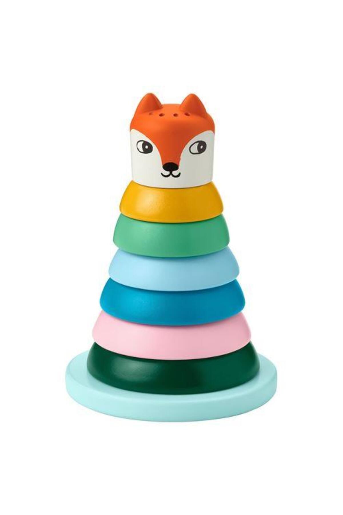 IKEA Bebek Oyuncak Renkli Piramit Meridyendukkan Tilki Temalı Ahşap-geliştirici Oyuncak