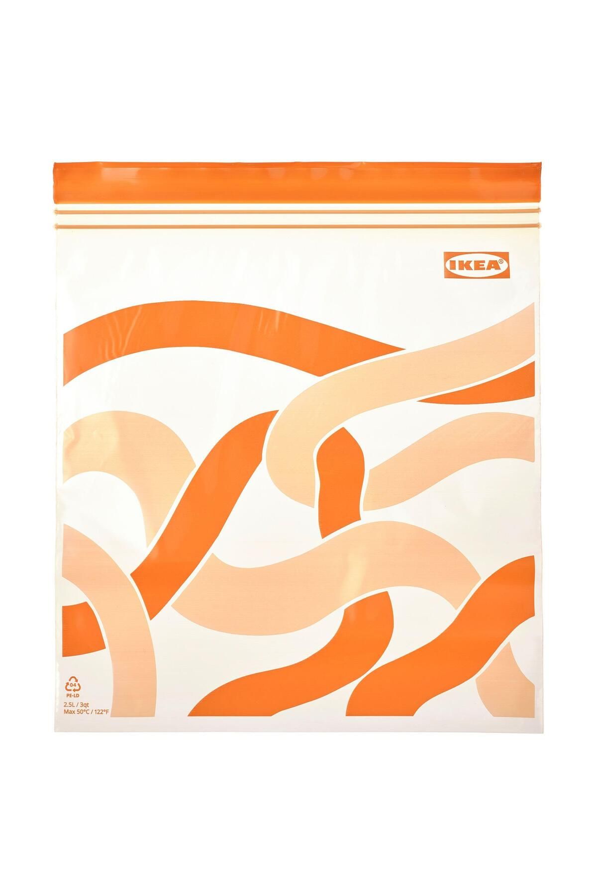 IKEA Kilitlenebilir Buzdolabı Poşeti MeridyenDukkan Turuncu Renk 2.5 Litre 25 Adet Desenli Saklama Poşeti
