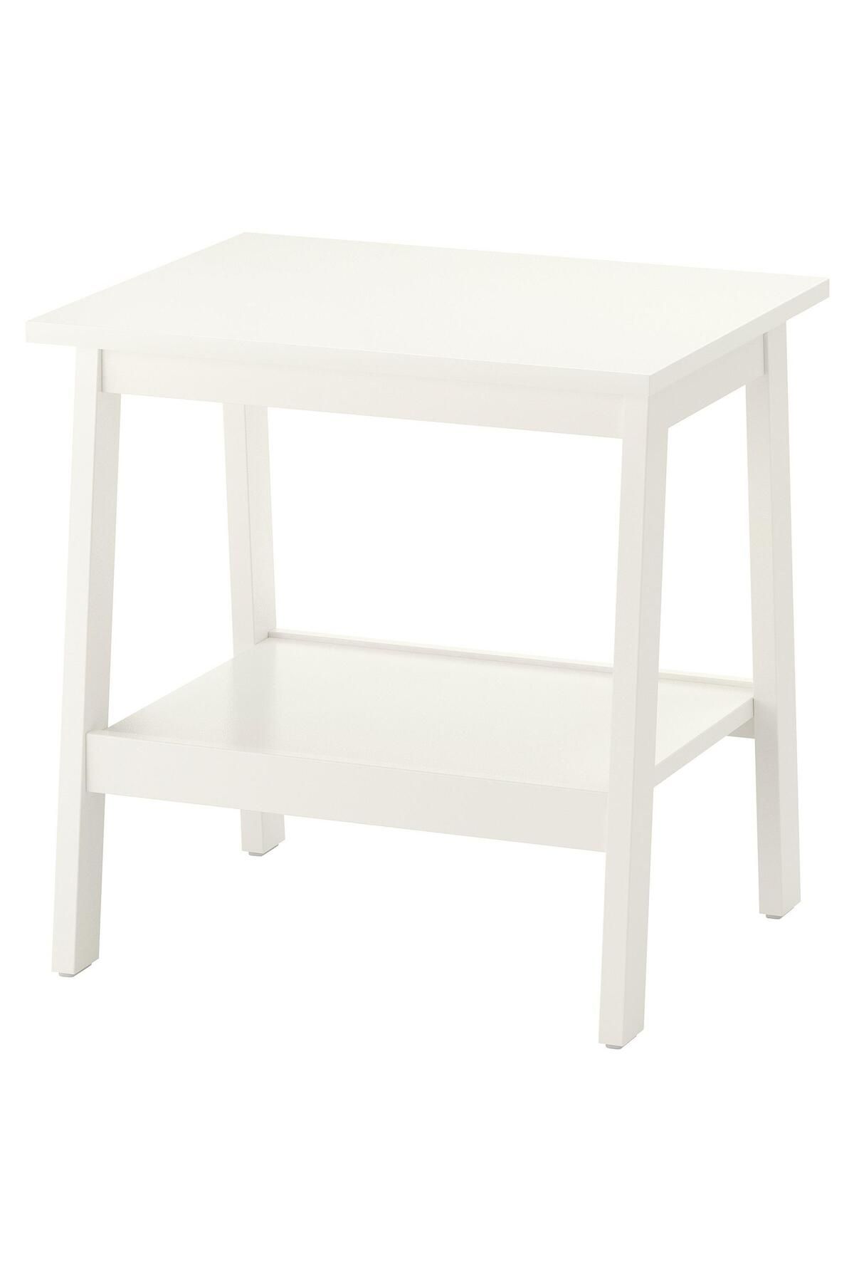 IKEA 2 Katlı Yan Sehpa, Beyaz Renk Meridyendukkan 55x45 Cm Sade Tasarım