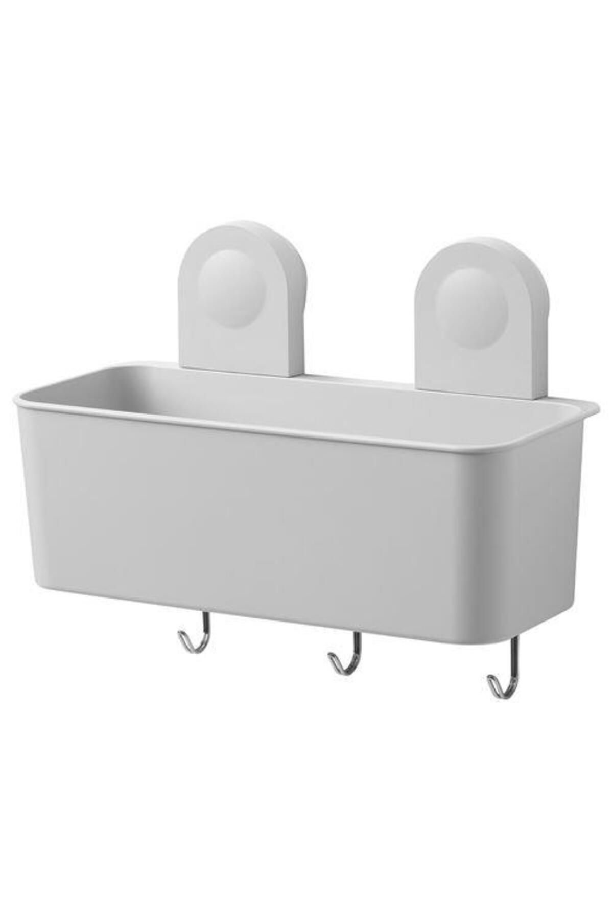 IKEA Vantuzlu Banyo Duş Sepeti 26x21 Cm Meridyendukkan 3 Kancalı-su Delikli Banyo Dekorasyonu-sepeti