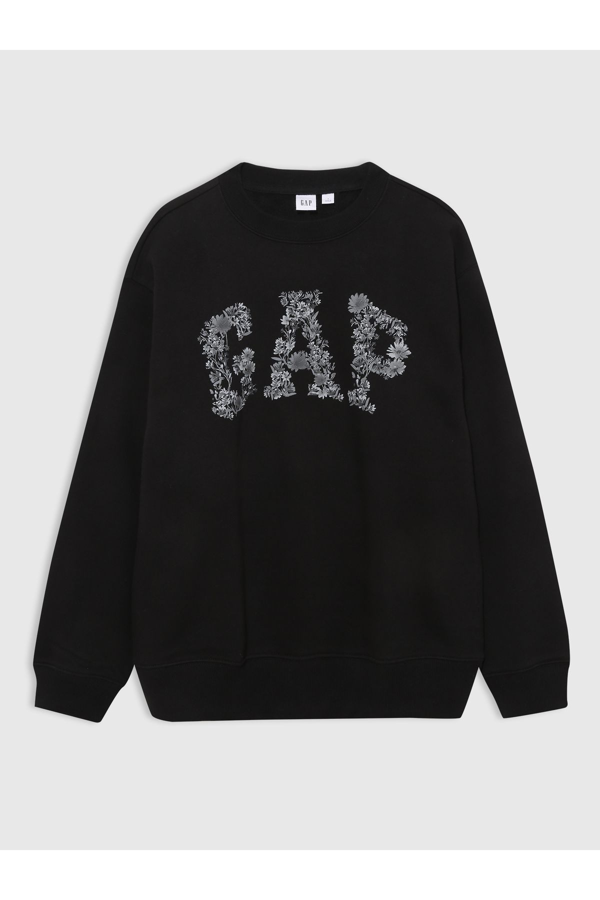 GAP Kadın Siyah Gap Logo Bisiklet Yaka Fleece Sweatshirt