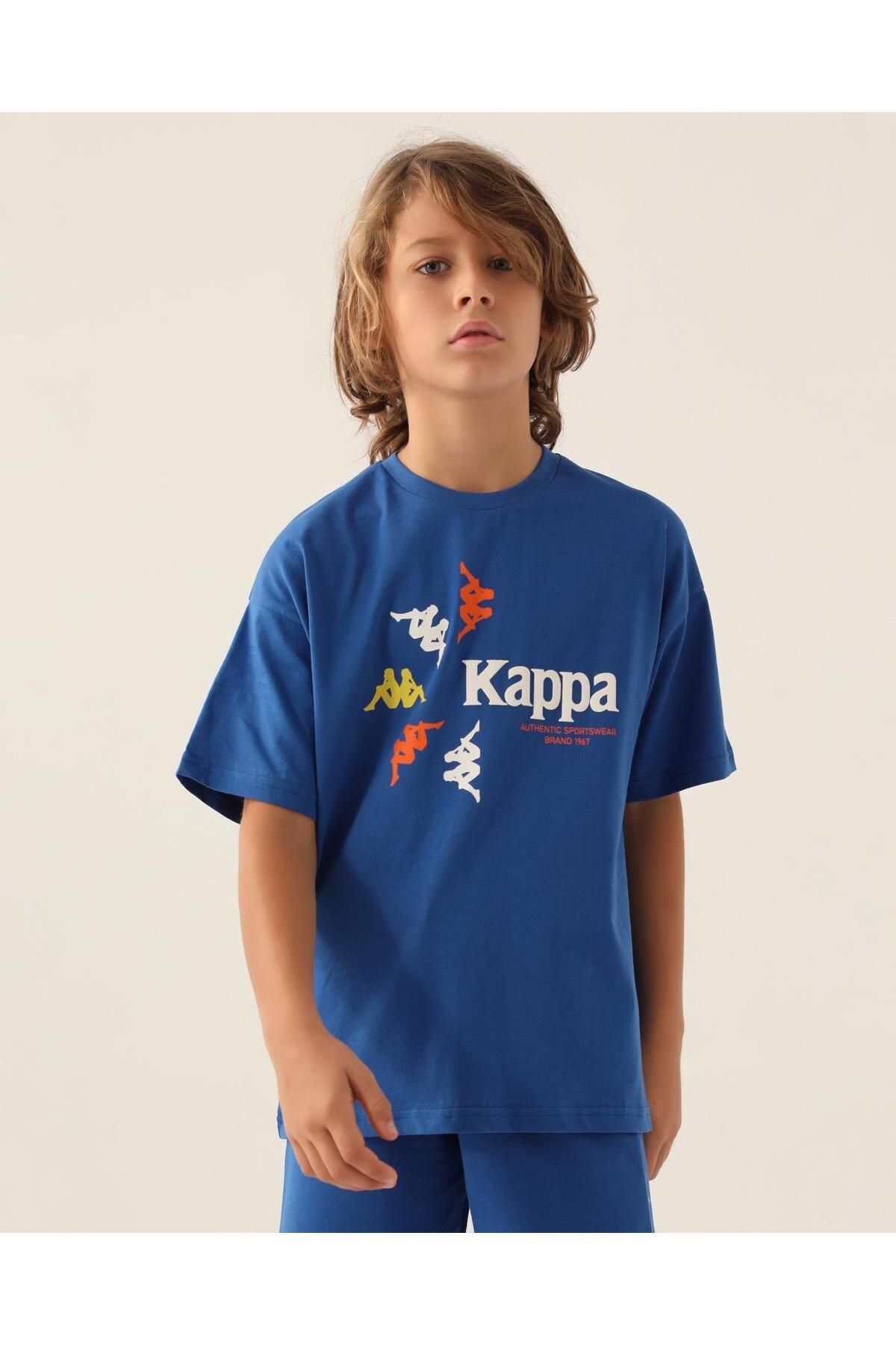 Kappa Authentic Carl Erkek Çocuk Mavi Regular Fit Tişört