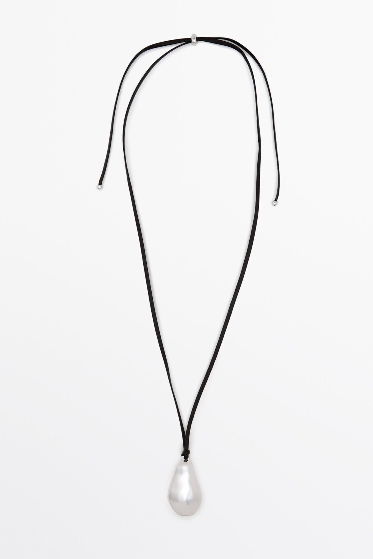 Massimo Dutti LIMITED EDITION - Asimetrik parça detaylı deri ip kolye
