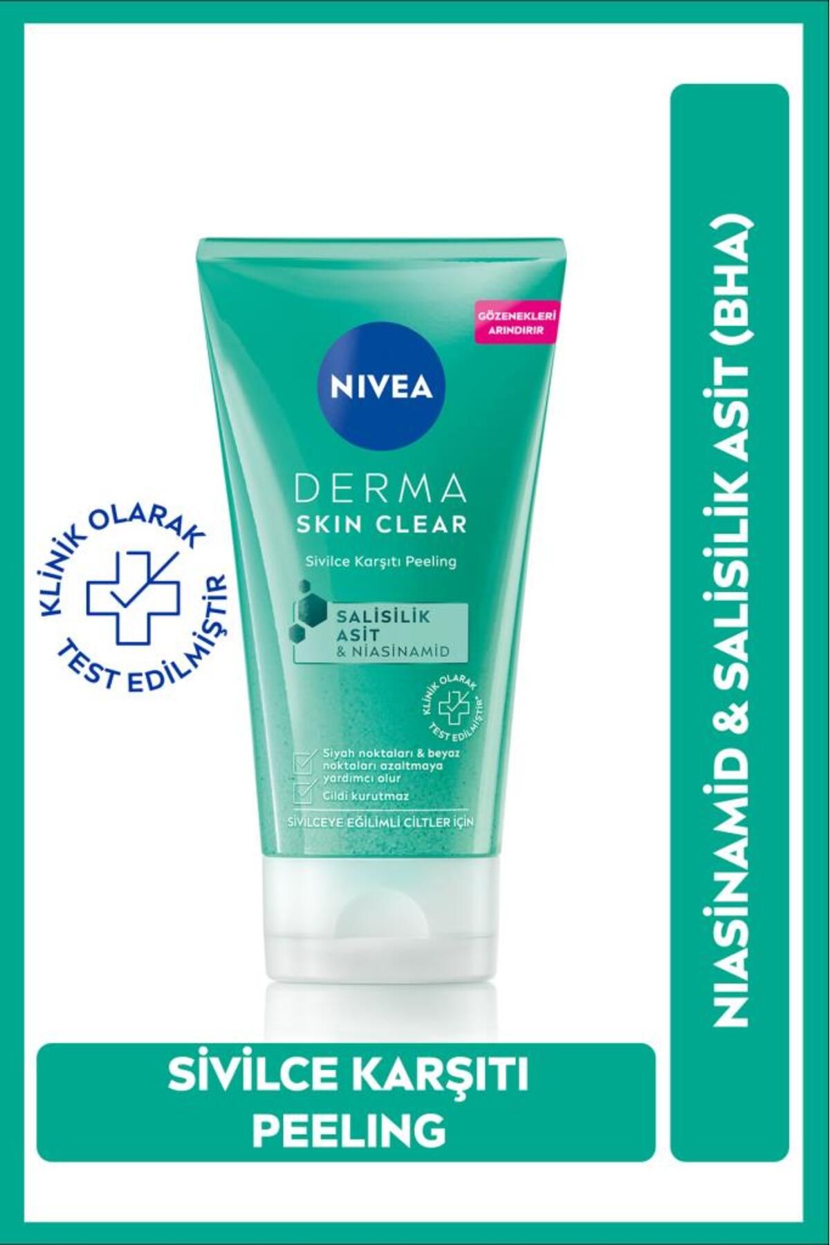 NIVEA Derma Skin Clear Sivilce Karşıtı Yüz Temizleyici Peeling 150 Ml, Salisilik Asit, Gözenek Arındırıcı