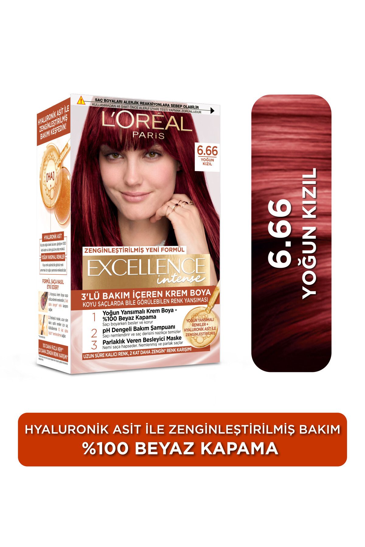 L'Oreal Paris Excellence Intense Saç Boyası 6.66 Yoğun Kızıl