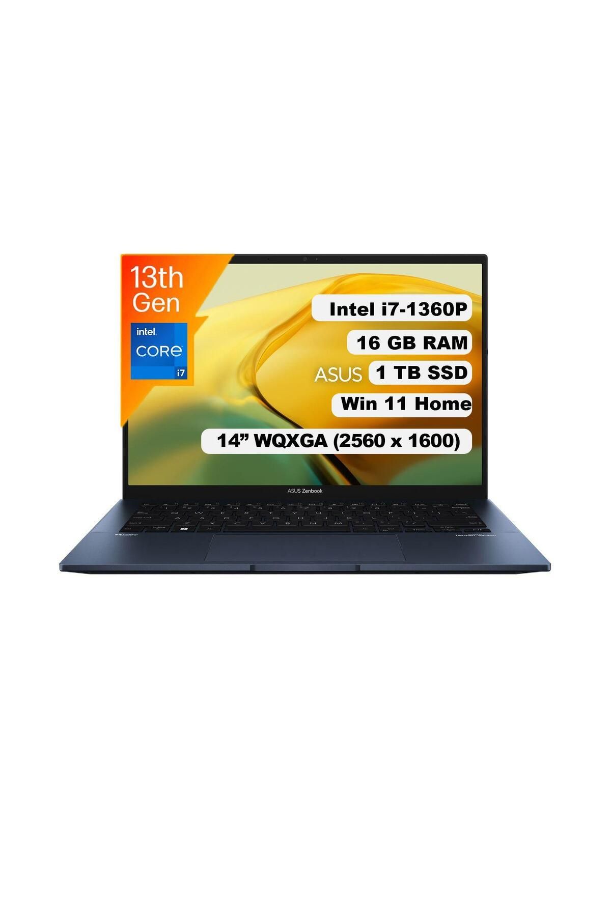 ASUS Zenbook 14 Ux3402- I7-1360p- 14" Wqxga- 16gb- 1tb Ssd- Win11- Q Ingilizce Klavye- 1 Yıl Garanti