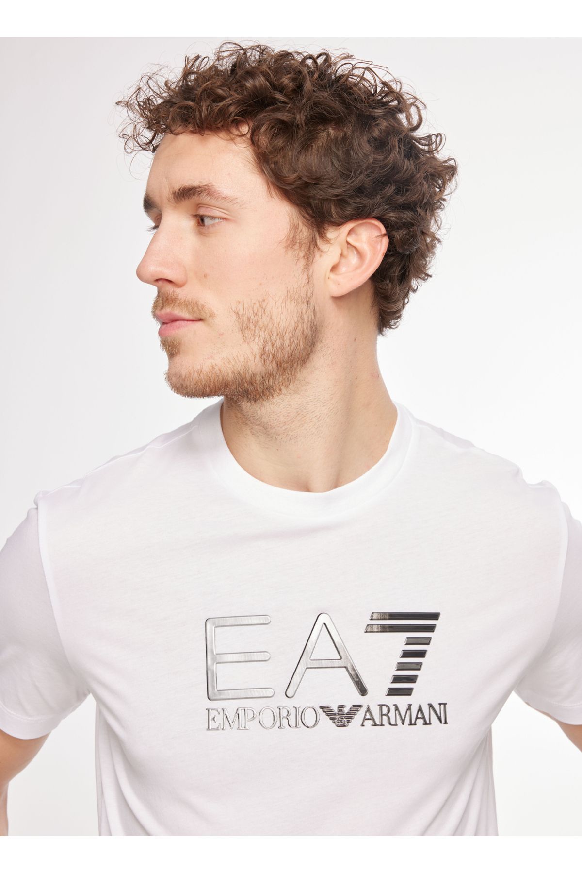 EA7 Bisiklet Yaka Beyaz Erkek T-shirt 6rpt71pjm9z1100