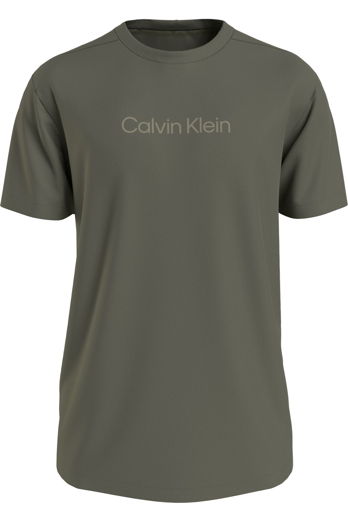 Calvin Klein Erkek Calvin Klein Marka Logolu Bisiklet Yakalı Yumuşak Pamuklu Günlük Kullanıma Uygun Yeşil T-Shirt