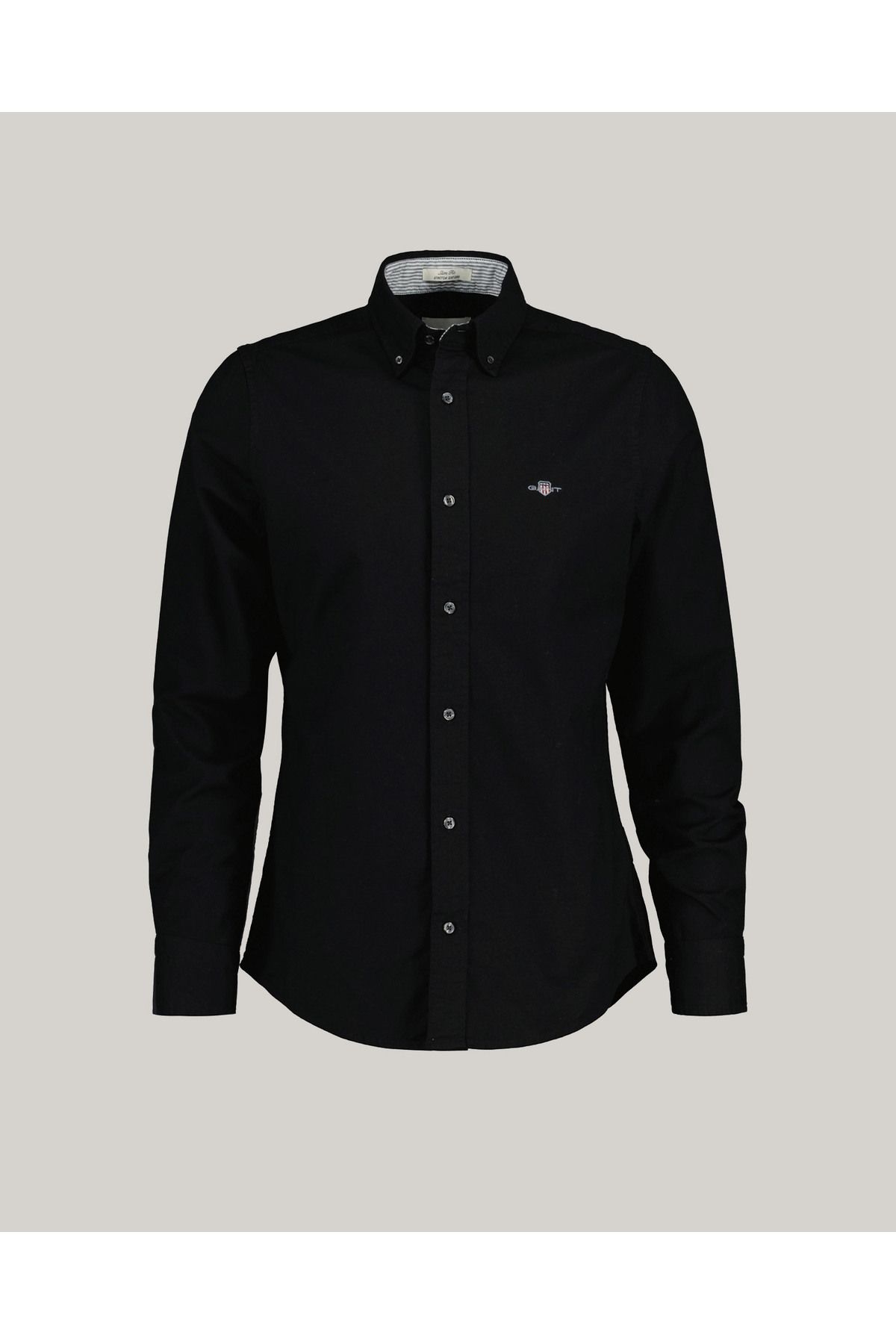 Gant Erkek Siyah Slim Fit Düğmeli Yaka Logolu Gömlek