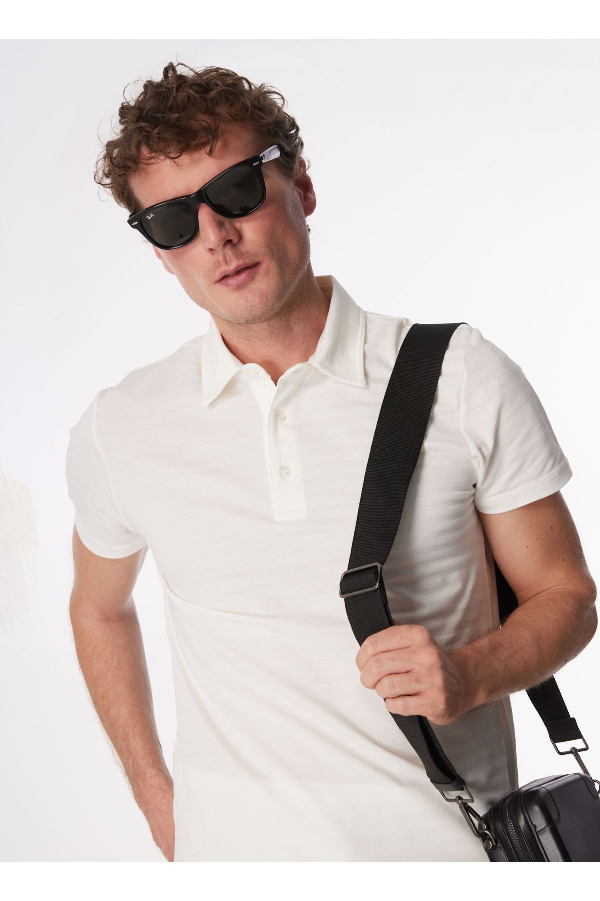 Fabrika Kırık Beyaz Erkek Basic Jakarlı Polo T-shirt F4sm-tst 0728
