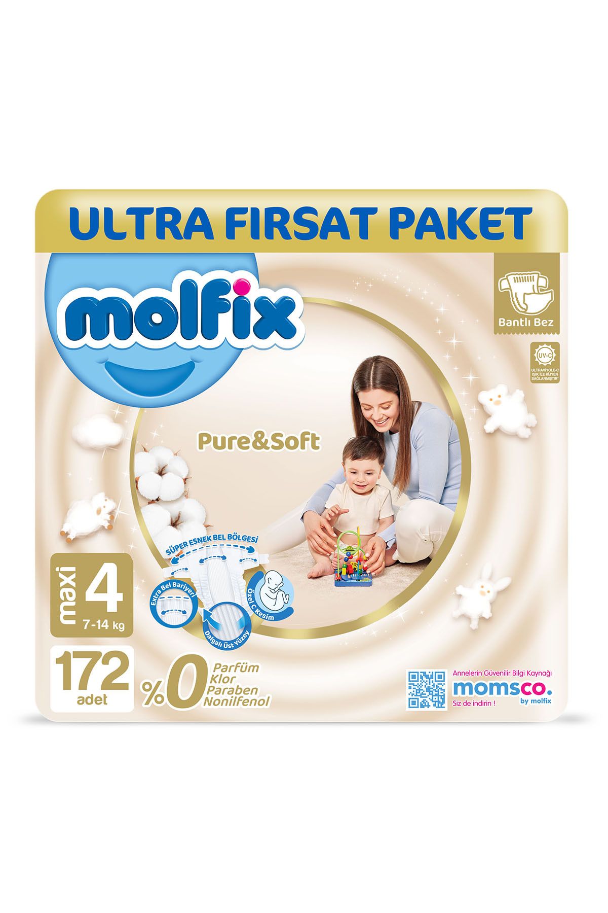 Molfix Pure & Soft Bebek Bezi 4 Beden Maxi 172 Adet